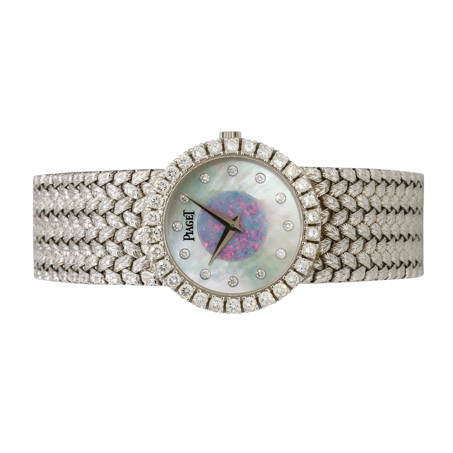 Piaget 9190D2 18k White Gold Mother Of Pearl Opal Diamond Ladies Watch