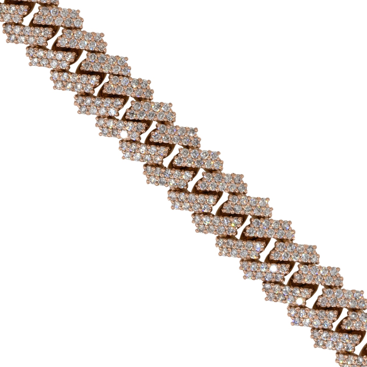 14k Rose Gold 20ctw Diamond Pave Cuban Link Bracelet