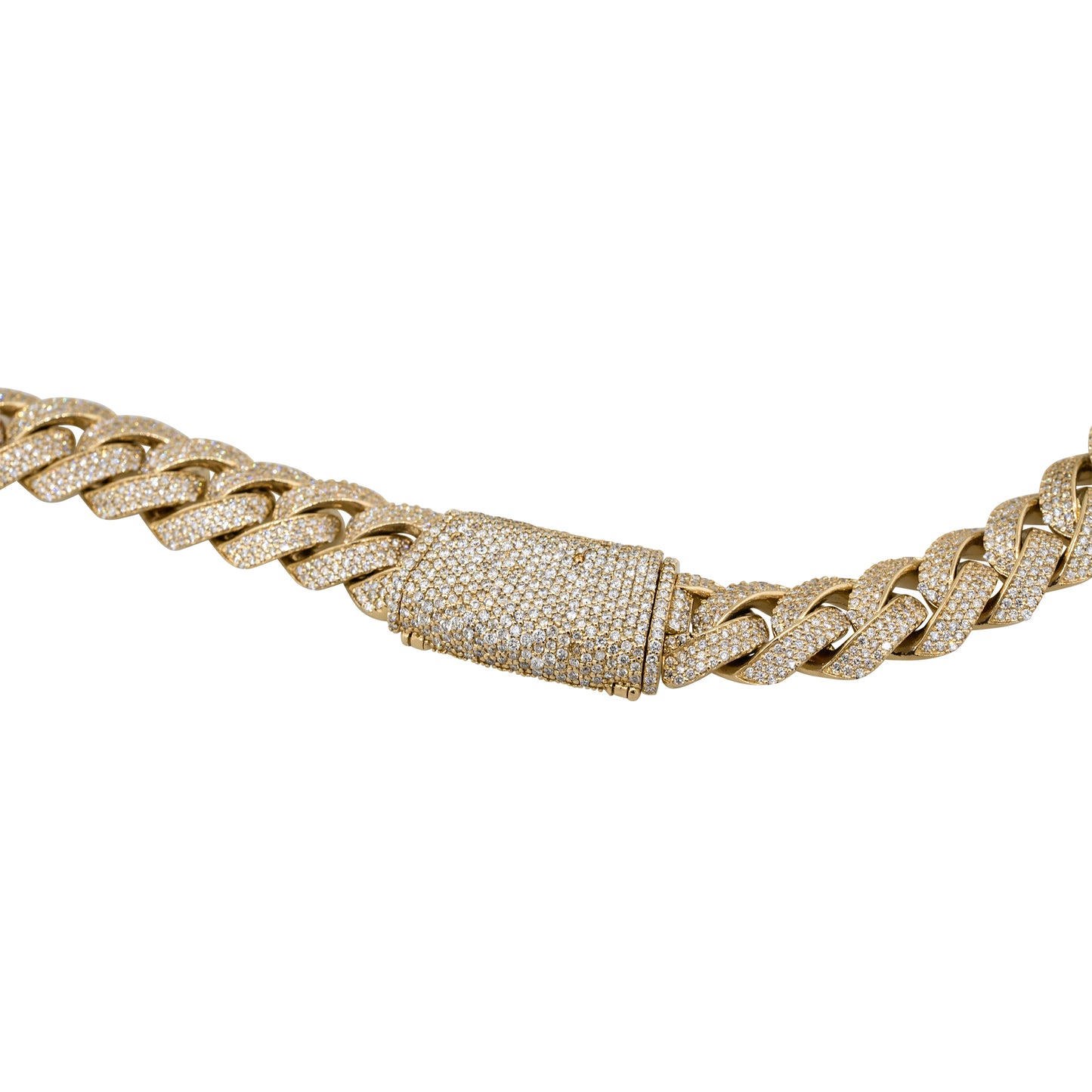 14k Yellow Gold 23.27ctw Diamond Pave Cuban Link Necklace