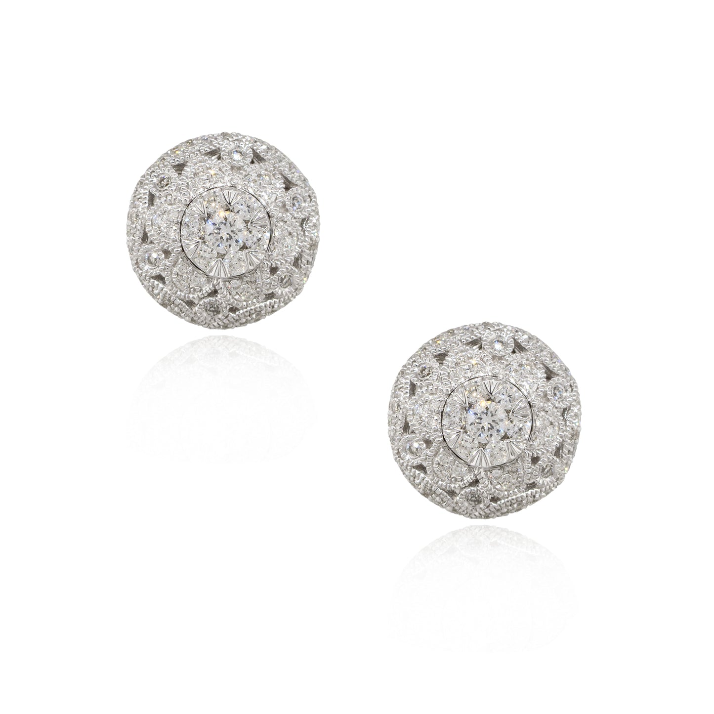 Effy 14k White Gold 0.50ctw Diamond Pave Button Earrings