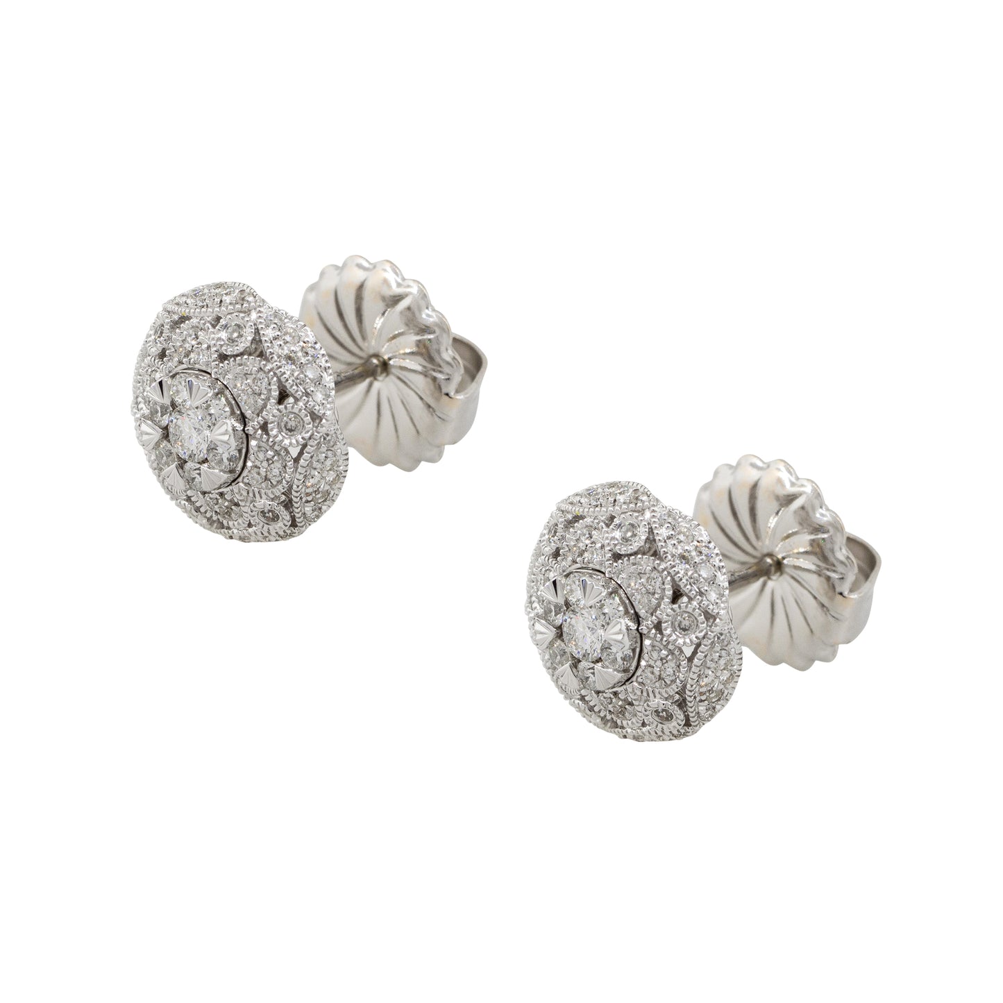 Effy 14k White Gold 0.50ctw Diamond Pave Button Earrings