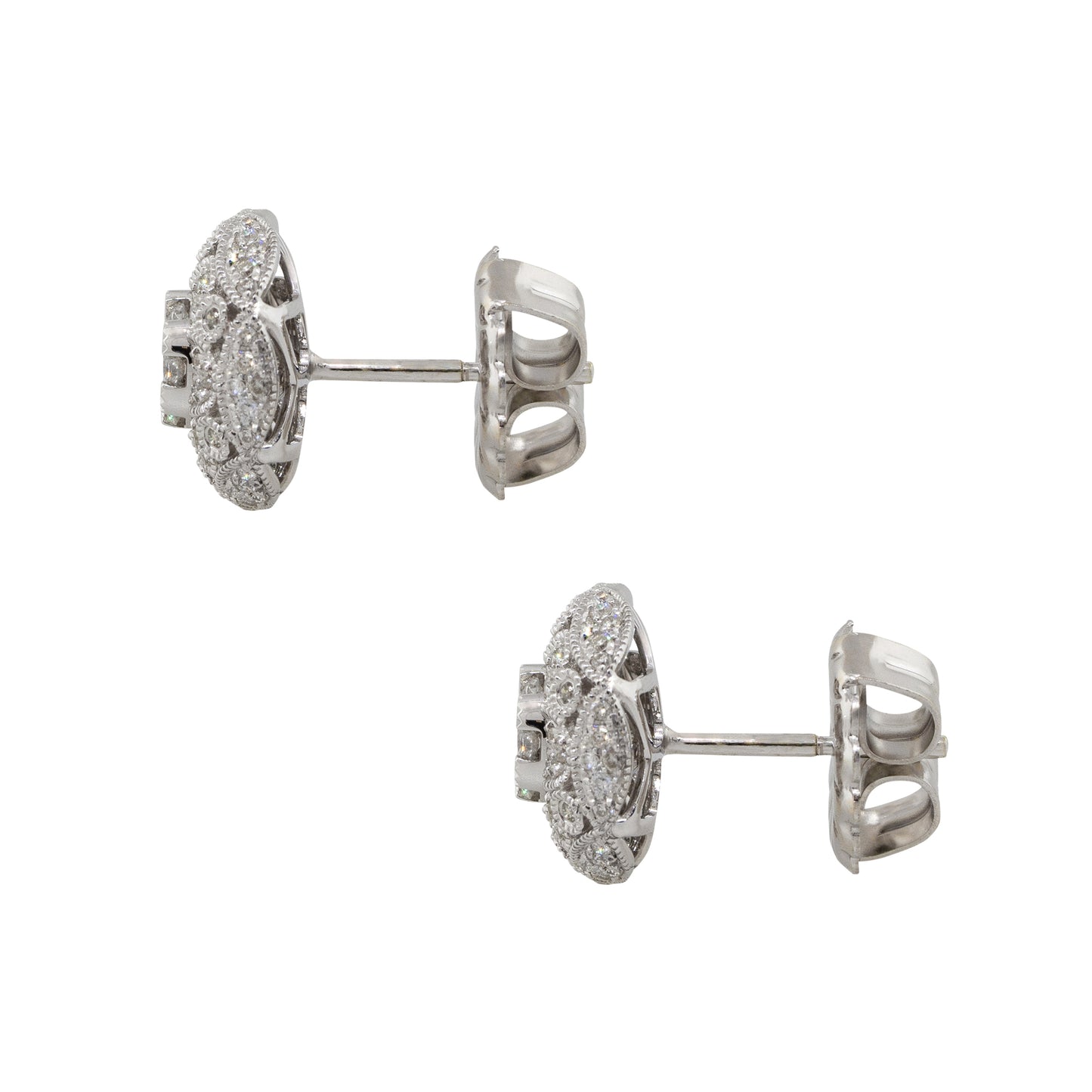 Effy 14k White Gold 0.50ctw Diamond Pave Button Earrings
