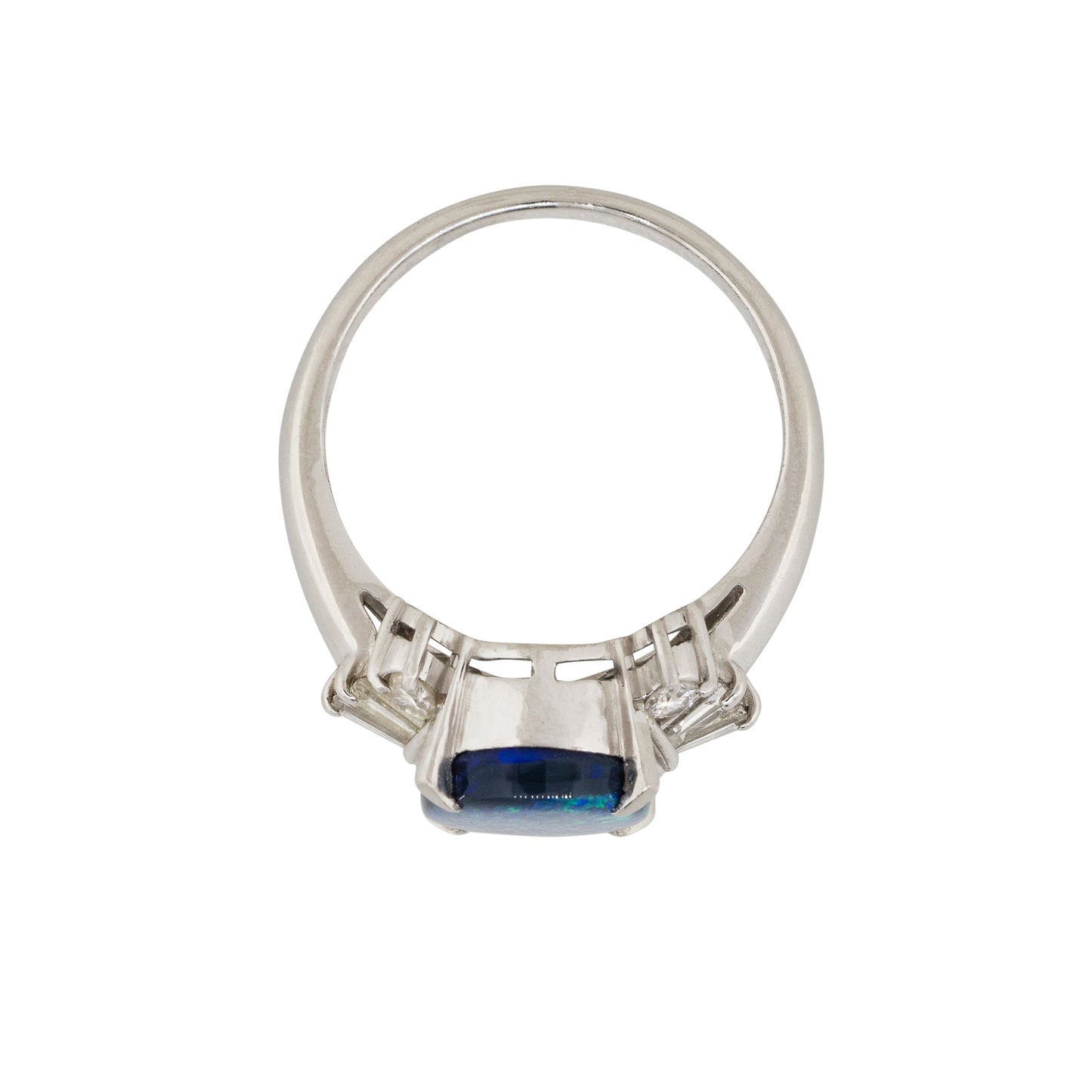 Platinum 0.28ct Oval Doublet Opal Diamond Cocktail Ring