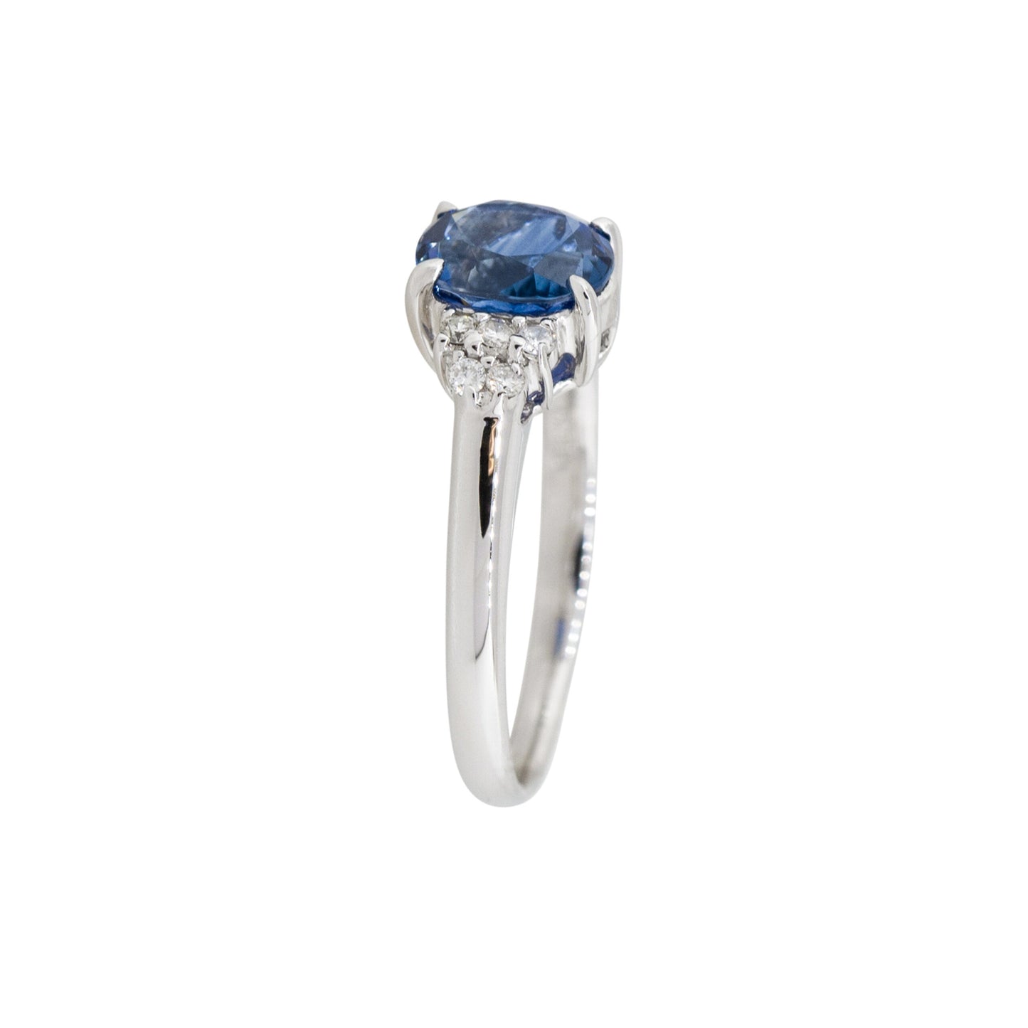 Platinum 1.58ct Oval Shape Sapphire Diamond Cluster Cocktail Ring