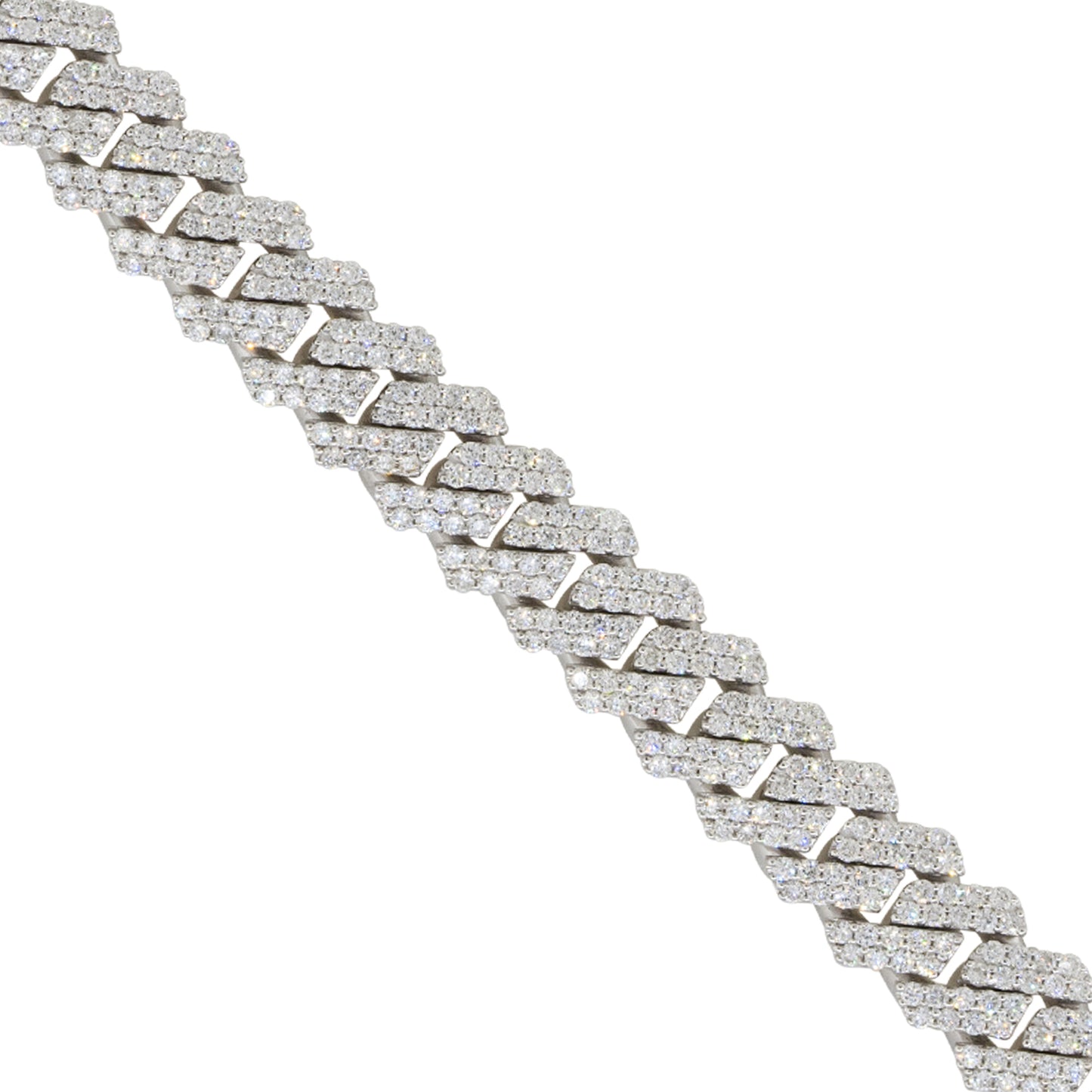 14k White Gold 7.43ctw Diamond All Pave Cuban Chain Link Bracelet