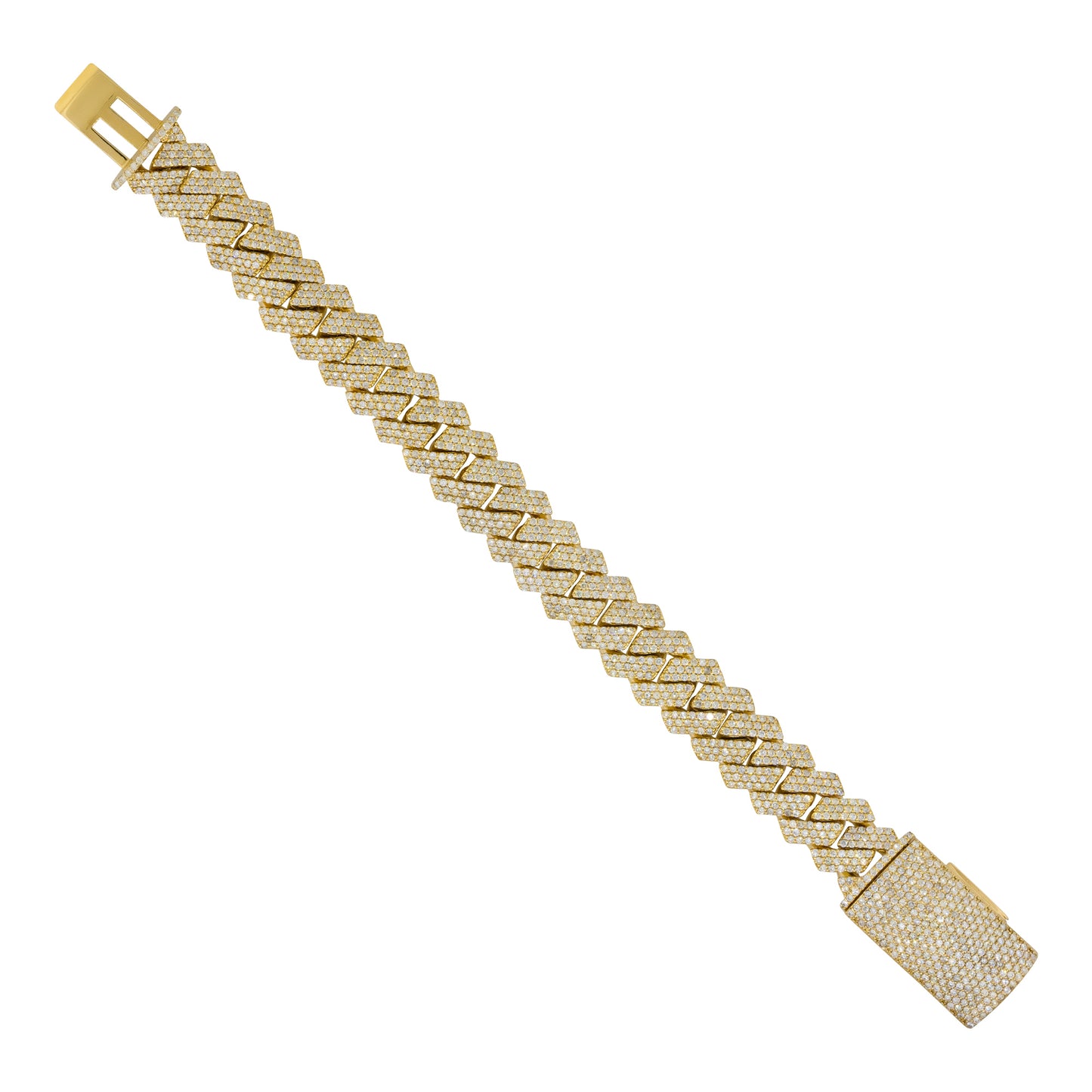 10k Yellow Gold 12.50ctw All Pave Diamond Cuban Link Bracelet