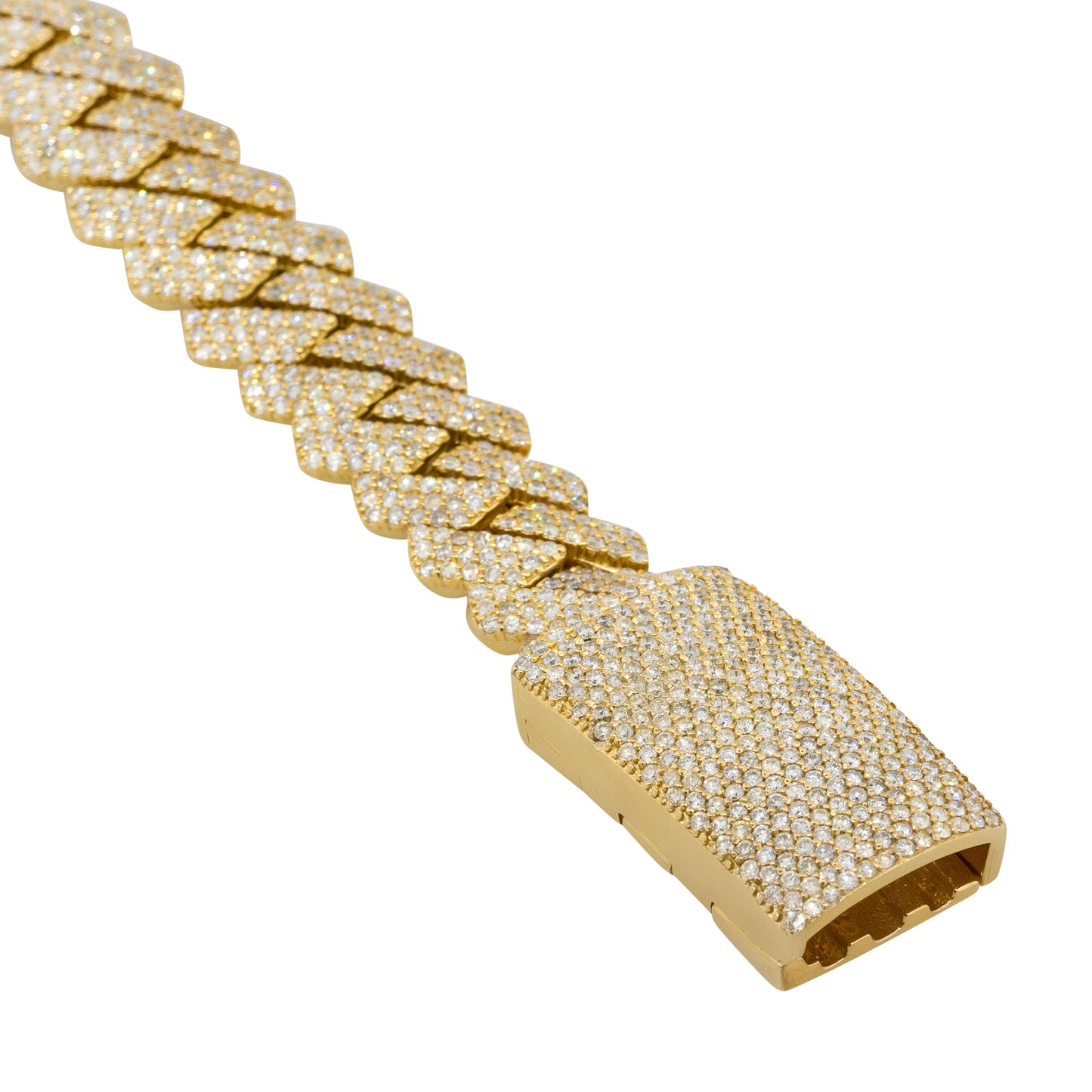 10k Yellow Gold 12.50ctw All Pave Diamond Cuban Link Bracelet