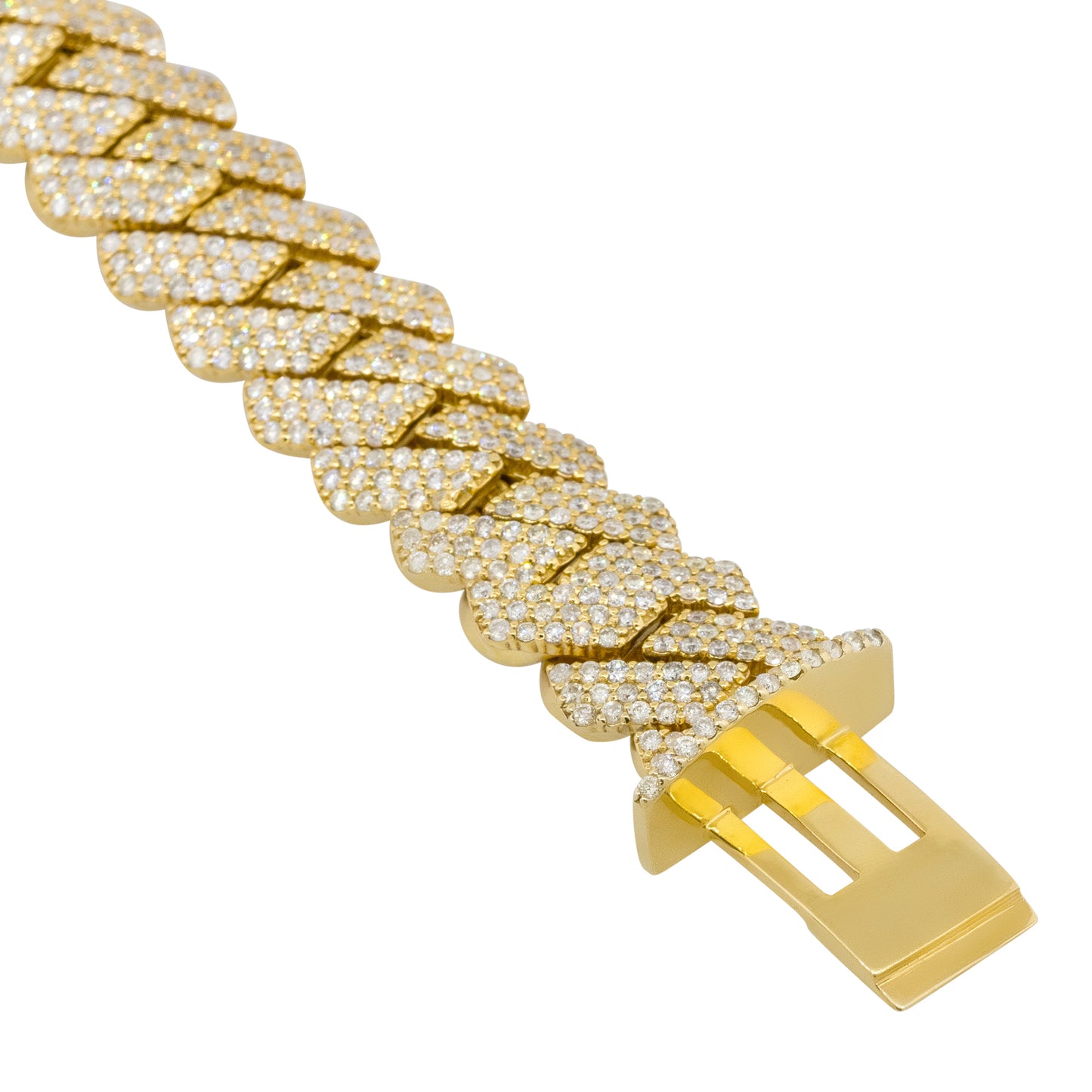 10k Yellow Gold 12.50ctw All Pave Diamond Cuban Link Bracelet
