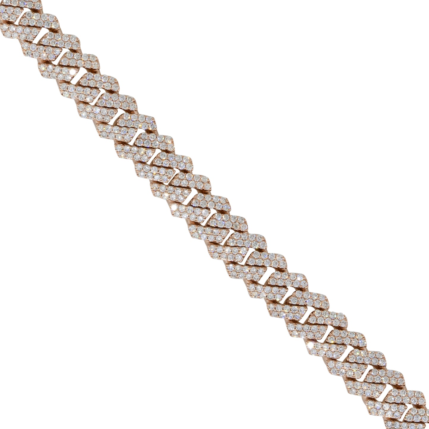 10k Rose Gold 7.57ctw All Diamond Pave Cuban Link Bracelet