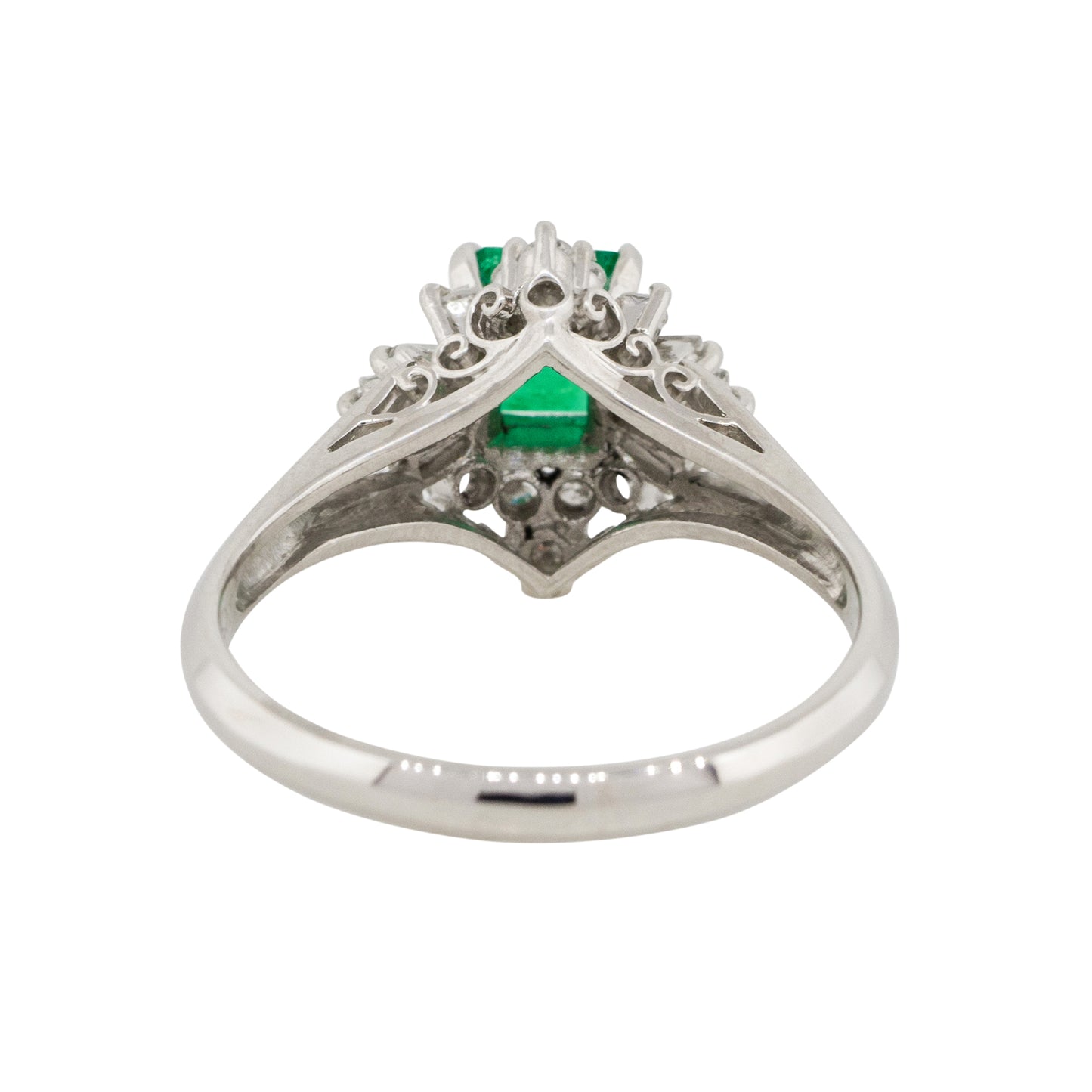 Platinum 0.52ct Emerald Center Diamond Cocktail Ring