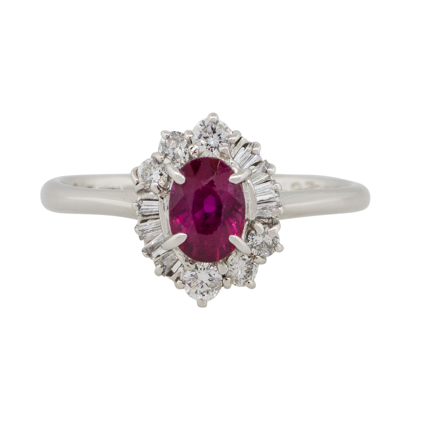 Platinum 0.72ct Oval Shape Center Diamond Cocktail Ring