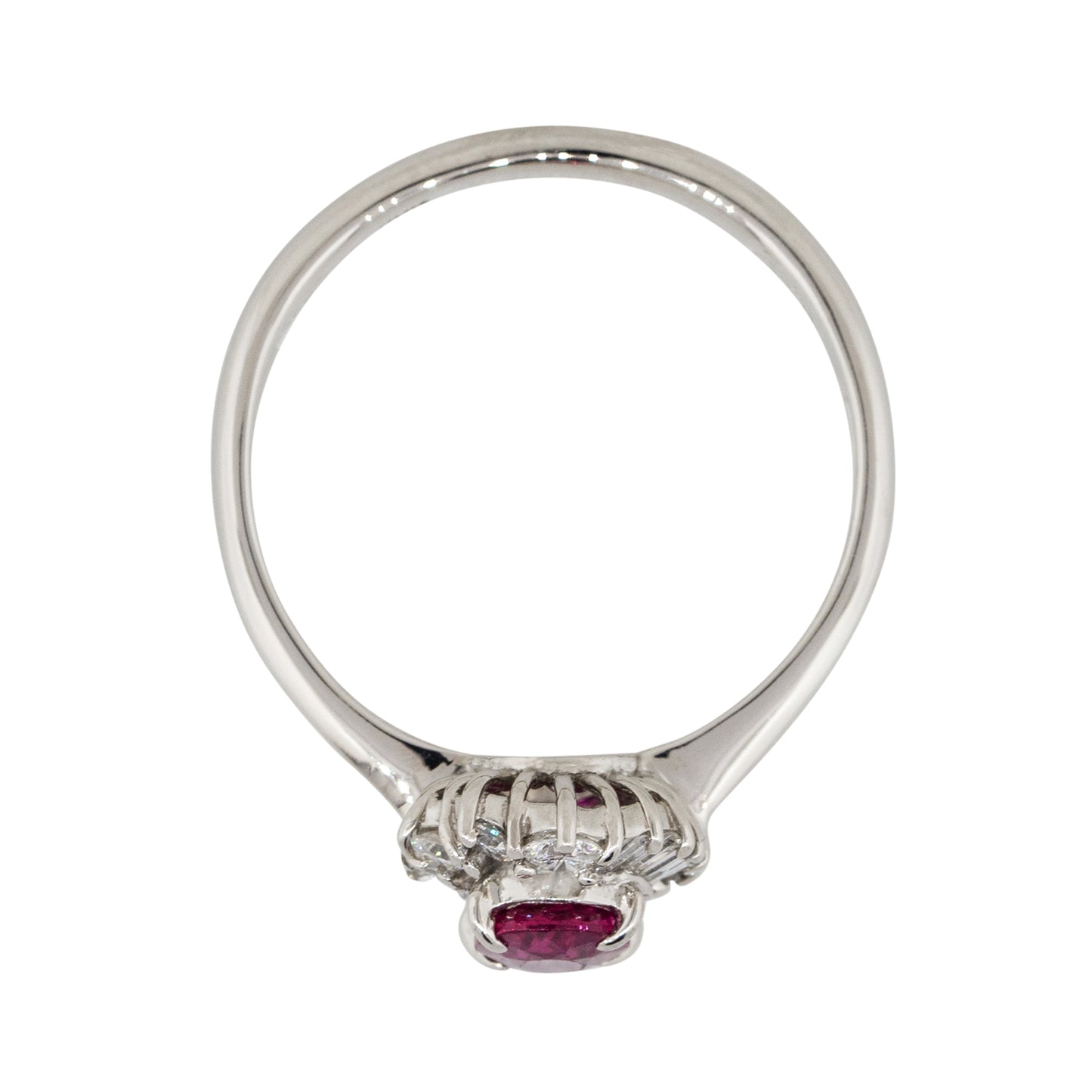 Platinum 0.72ct Oval Shape Center Diamond Cocktail Ring