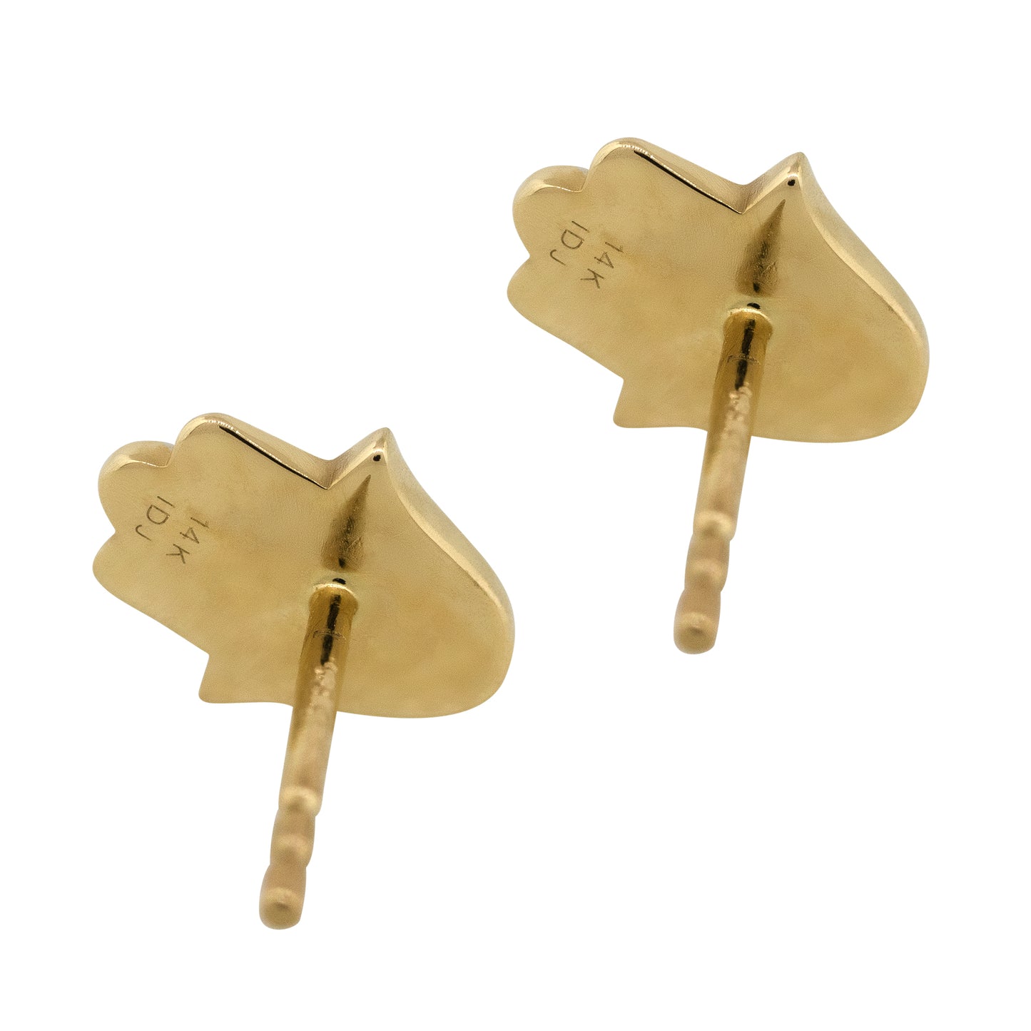 14k Yellow Gold 0.12ctw Diamond Pave Hamsa Stud Earrings