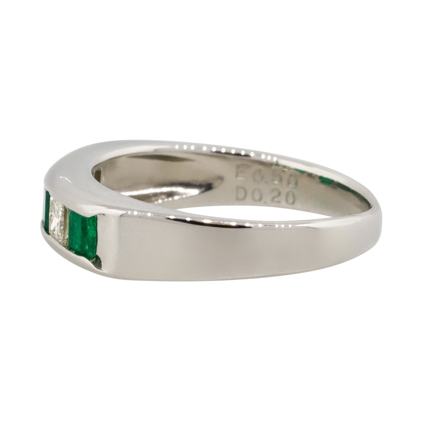 Platinum Alternating Diamond & Emerald Five Stone Band