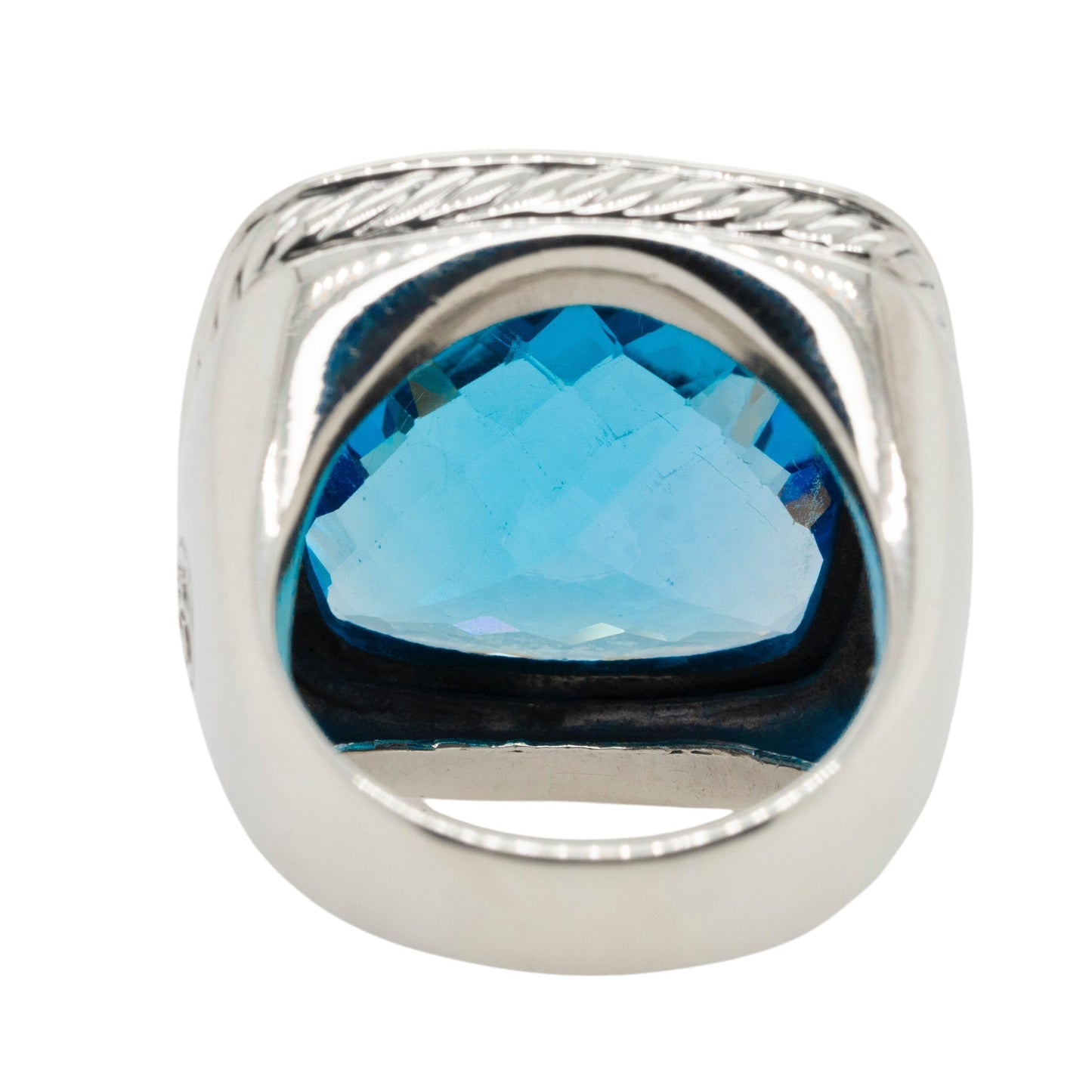 David Yurman Sterling Silver Blue Topaz & Diamonds Large Ring