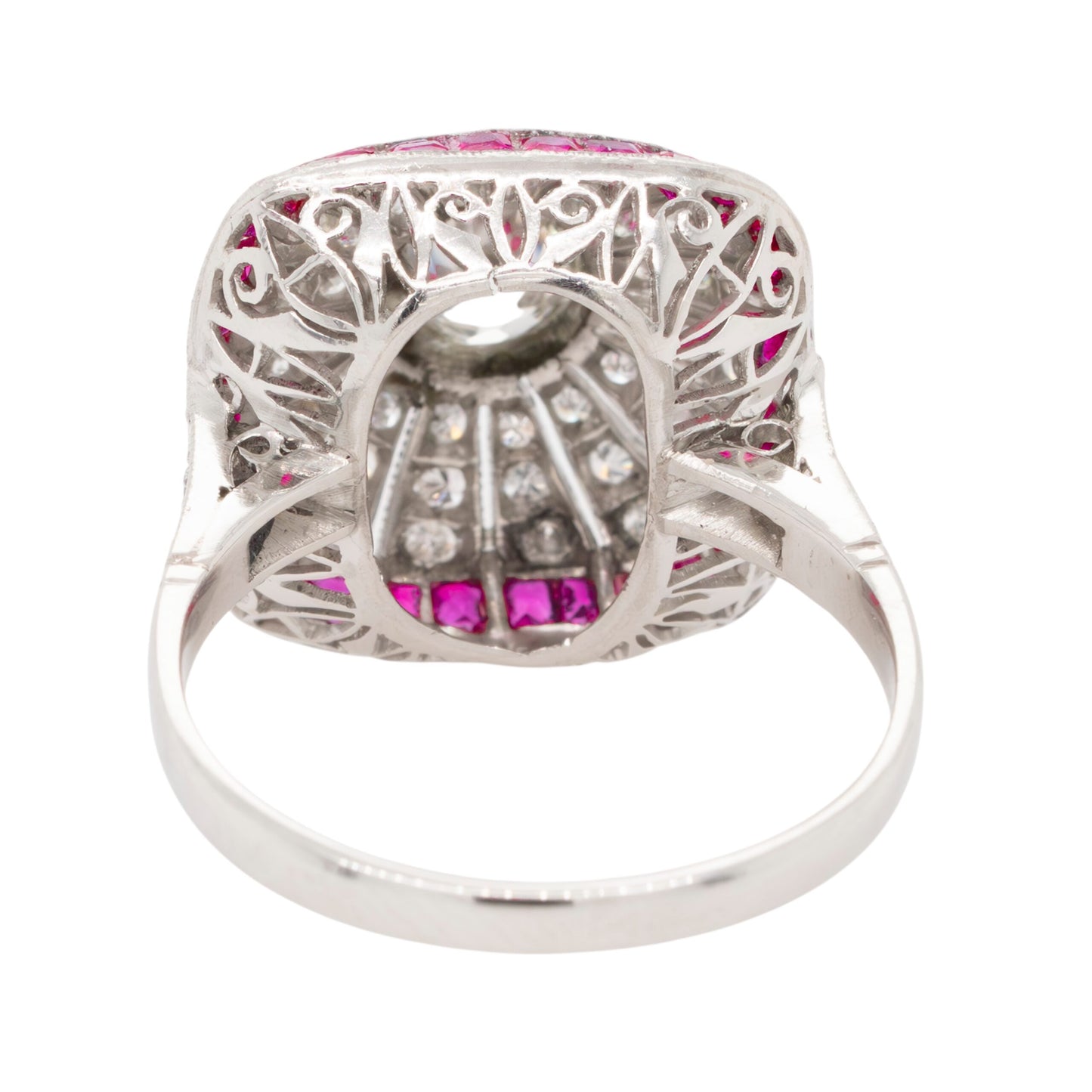 Platinum 1ct Diamond and 0.50ctw Ruby Ring