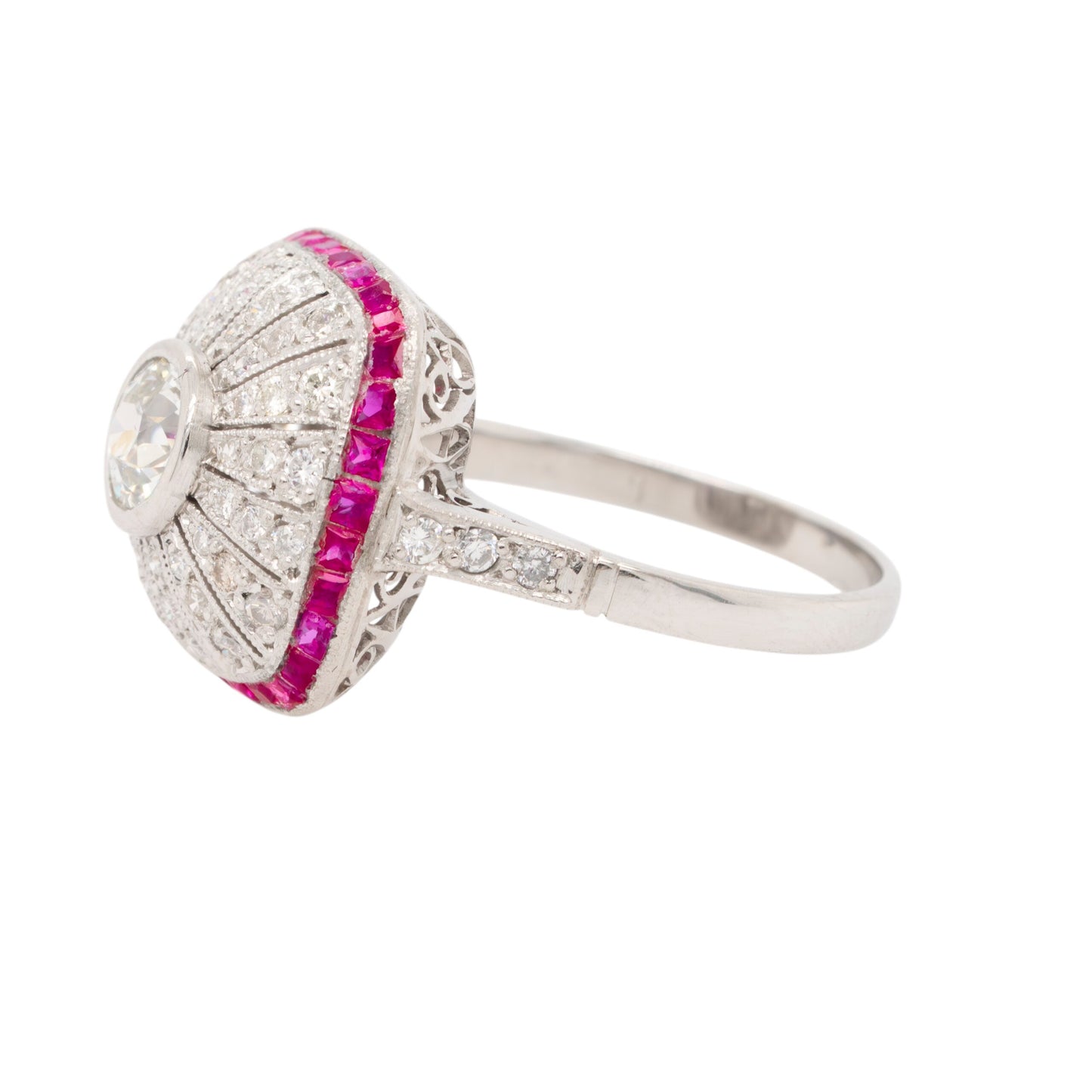 Platinum 1ct Diamond and 0.50ctw Ruby Ring