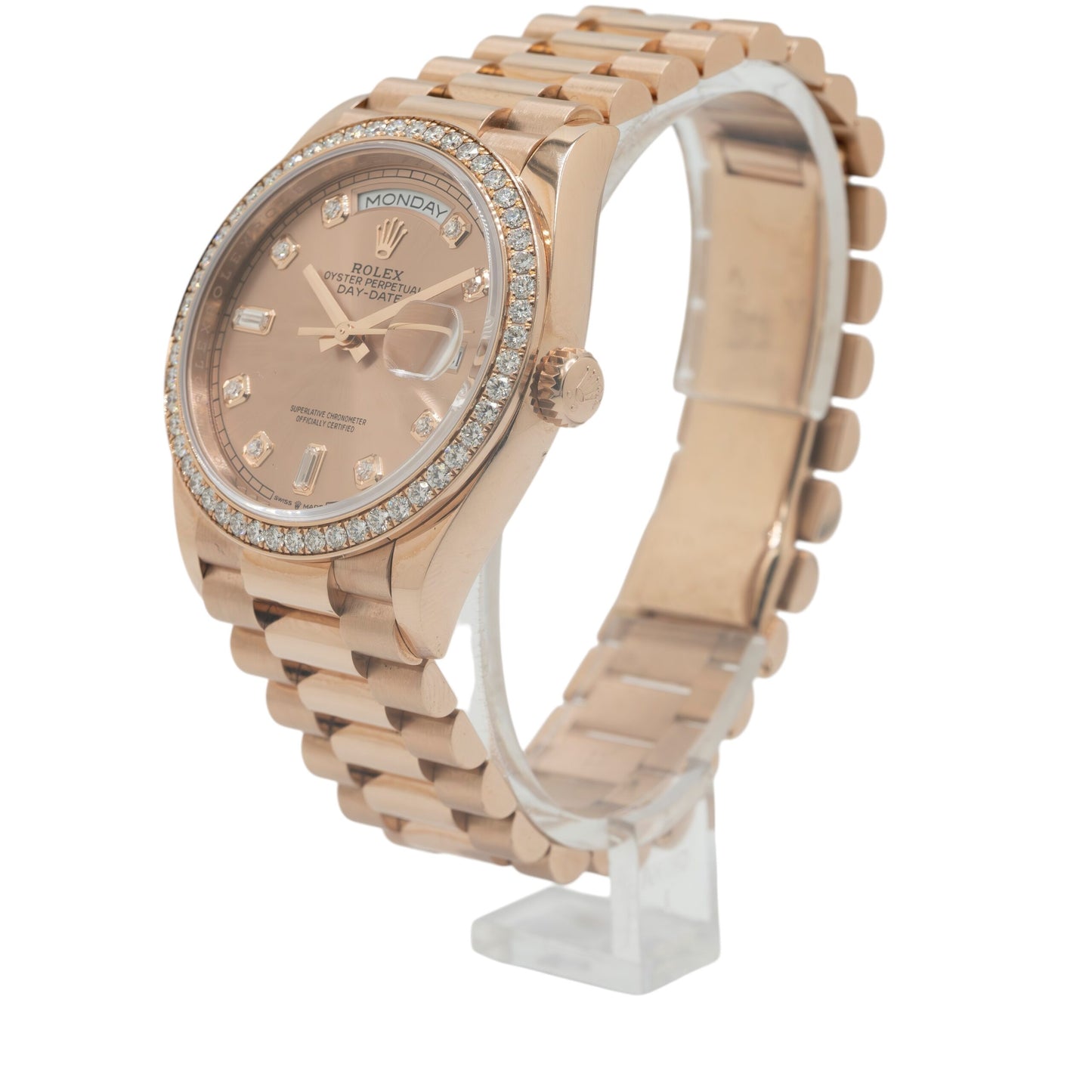 Rolex 128345RBR Day-Date 36mm All Factory Diamond Dial and Bezel Watch