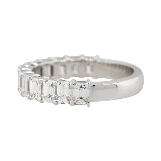 18k White Gold 2.27ctw Emerald Cut Diamond Halfway Wedding Band