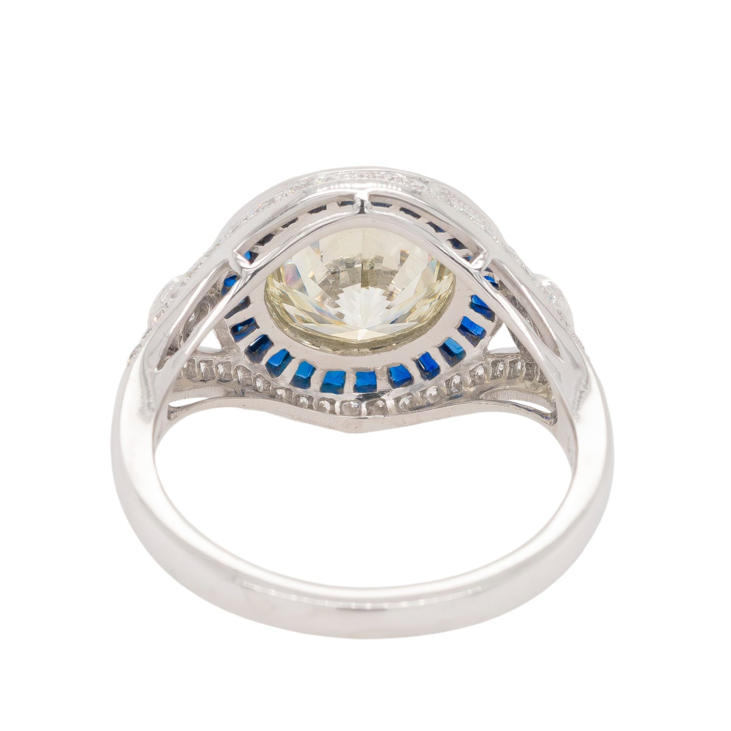 Platinum 3.44ctw Diamond and Sapphire Ring