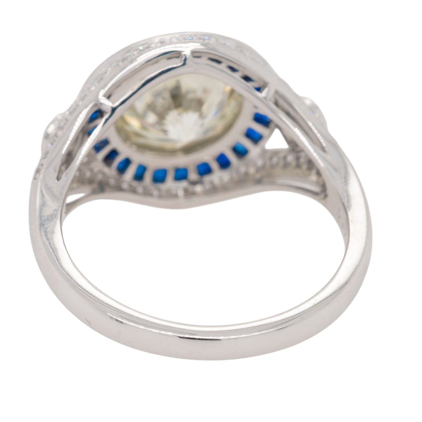 Platinum 3.44ctw Diamond and Sapphire Ring