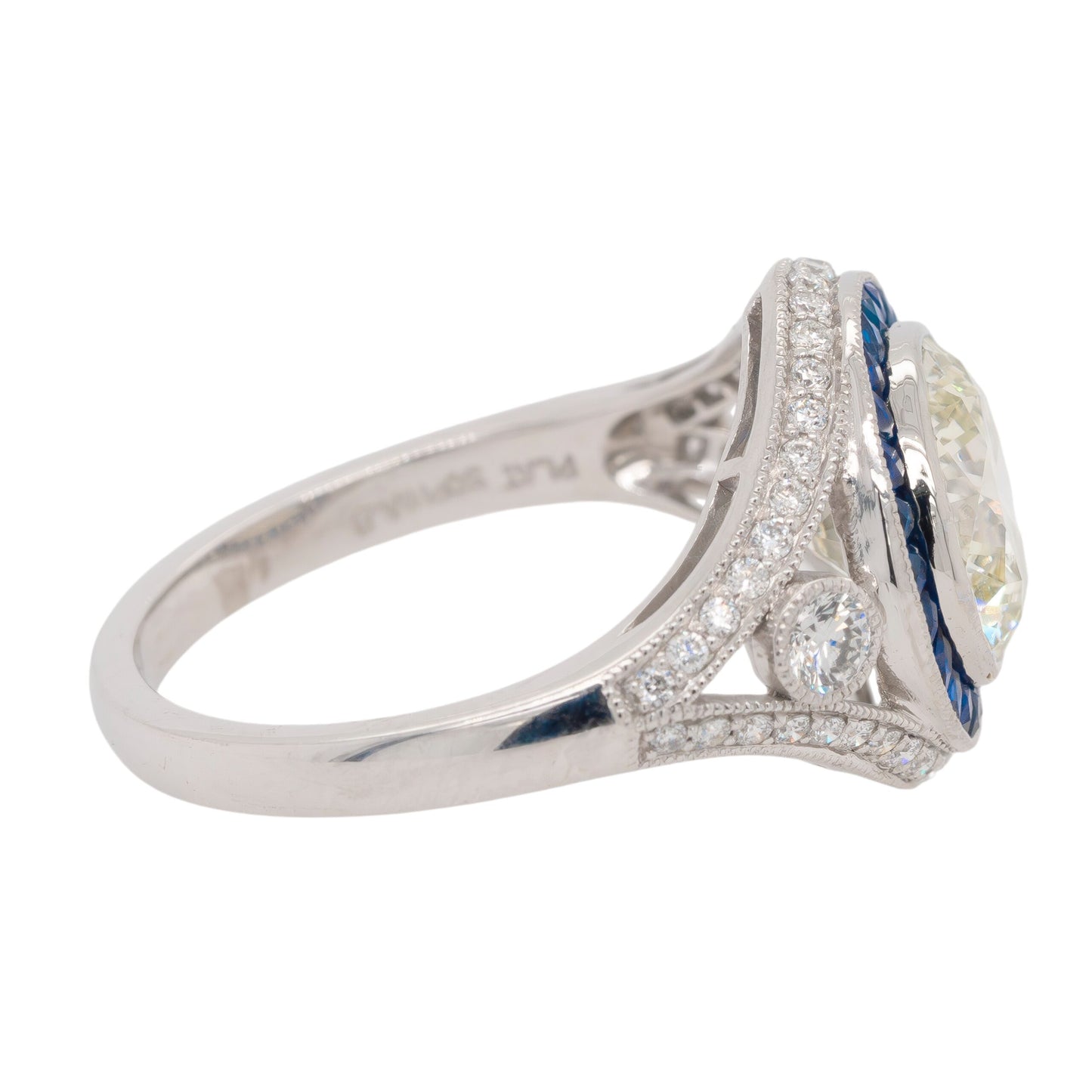 Platinum 3.44ctw Diamond and Sapphire Ring