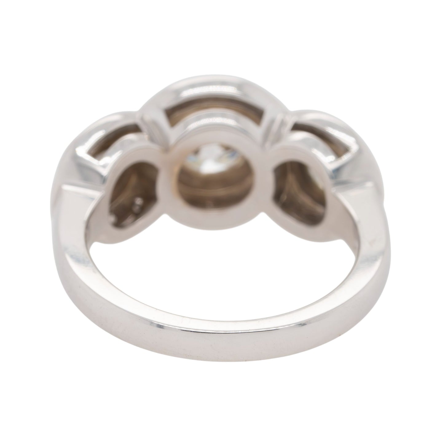 18k White Gold 1.9ctw Three-Stone Diamond Halo Ring