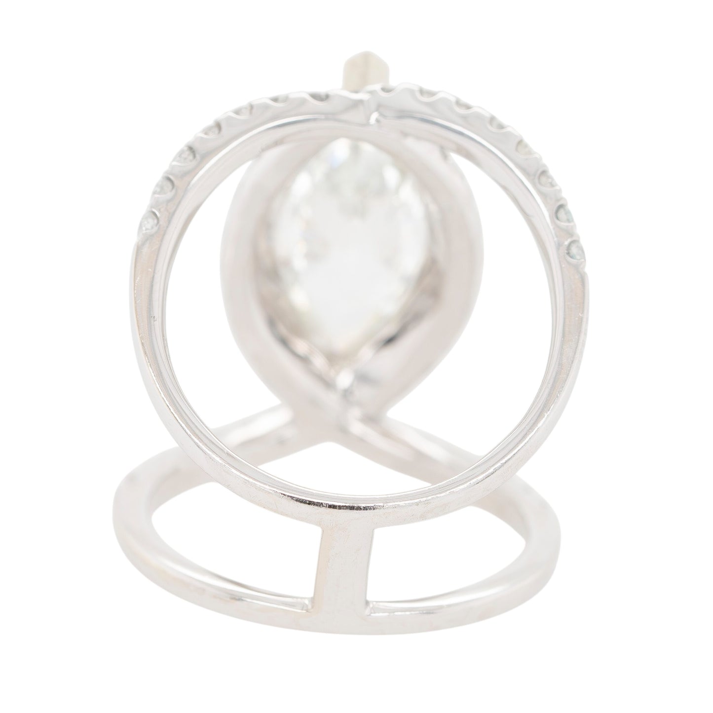 14k White Gold GIA Marquise-Cut Diamond Halo Engagement Ring