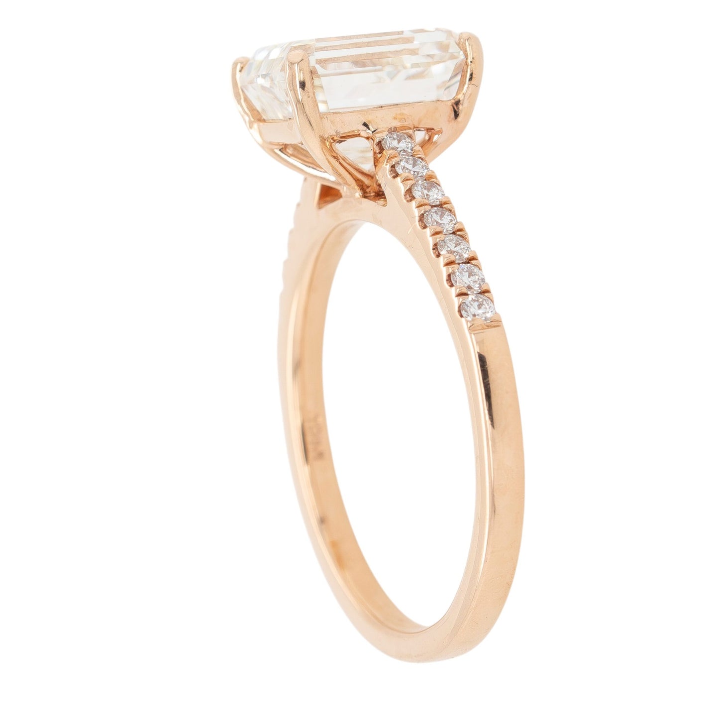 14k Rose Gold 3.01ct GIA-Certified Emerald-Cut Diamond Engagement Ring