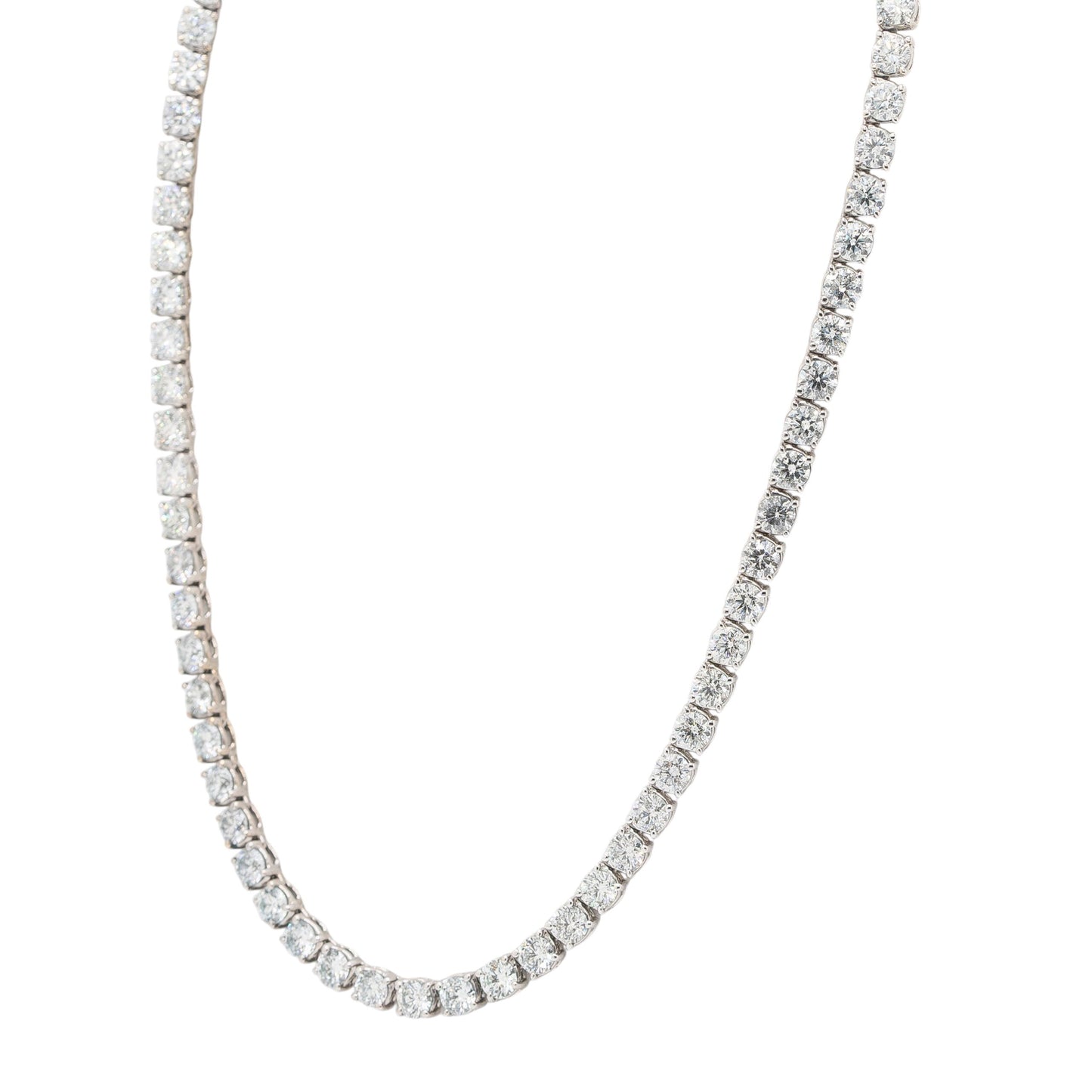 18k White Gold 24.2ctw Natural Diamond Tennis Necklace