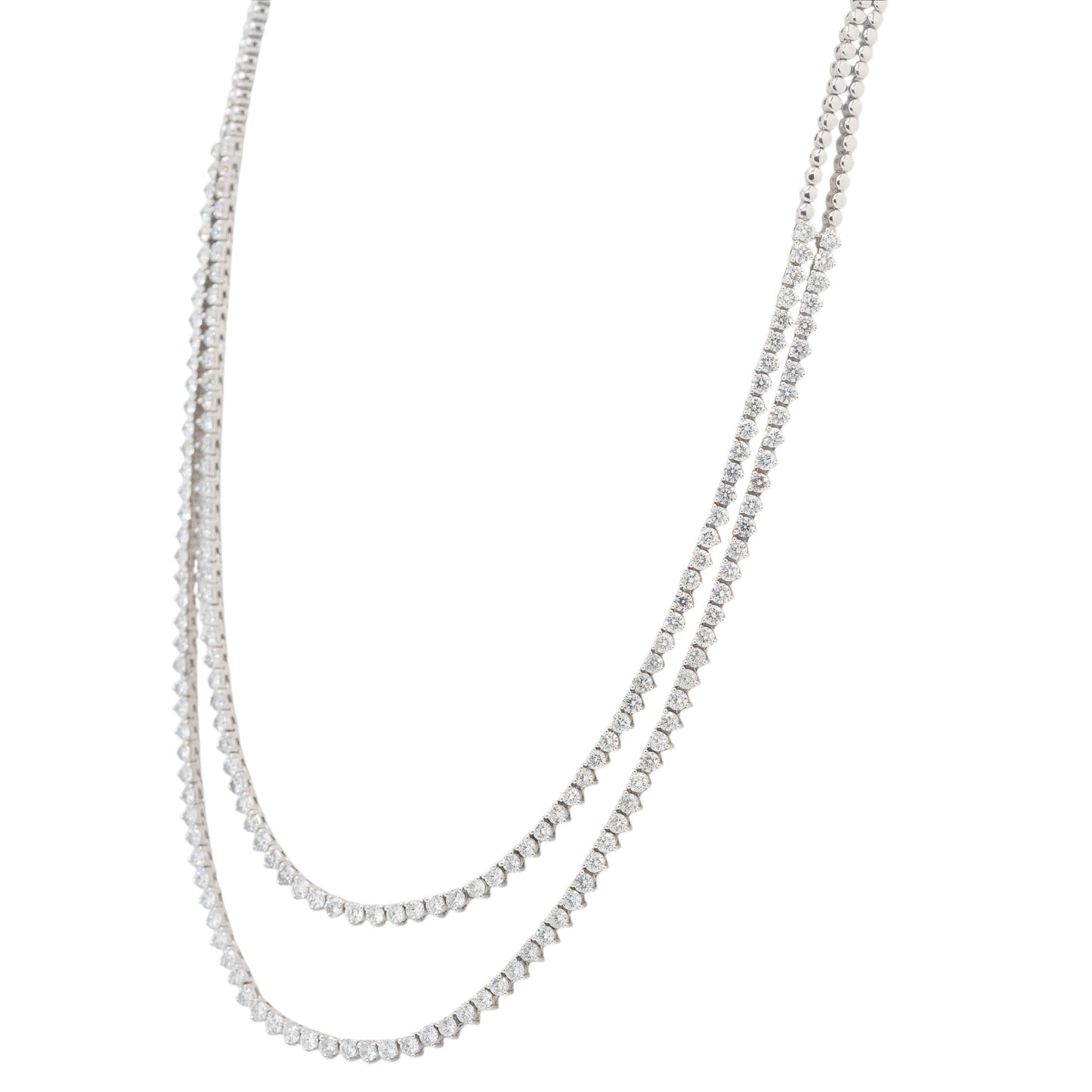 14k White Gold 11.75ctw Two-Part Round Brilliant Diamond Necklace