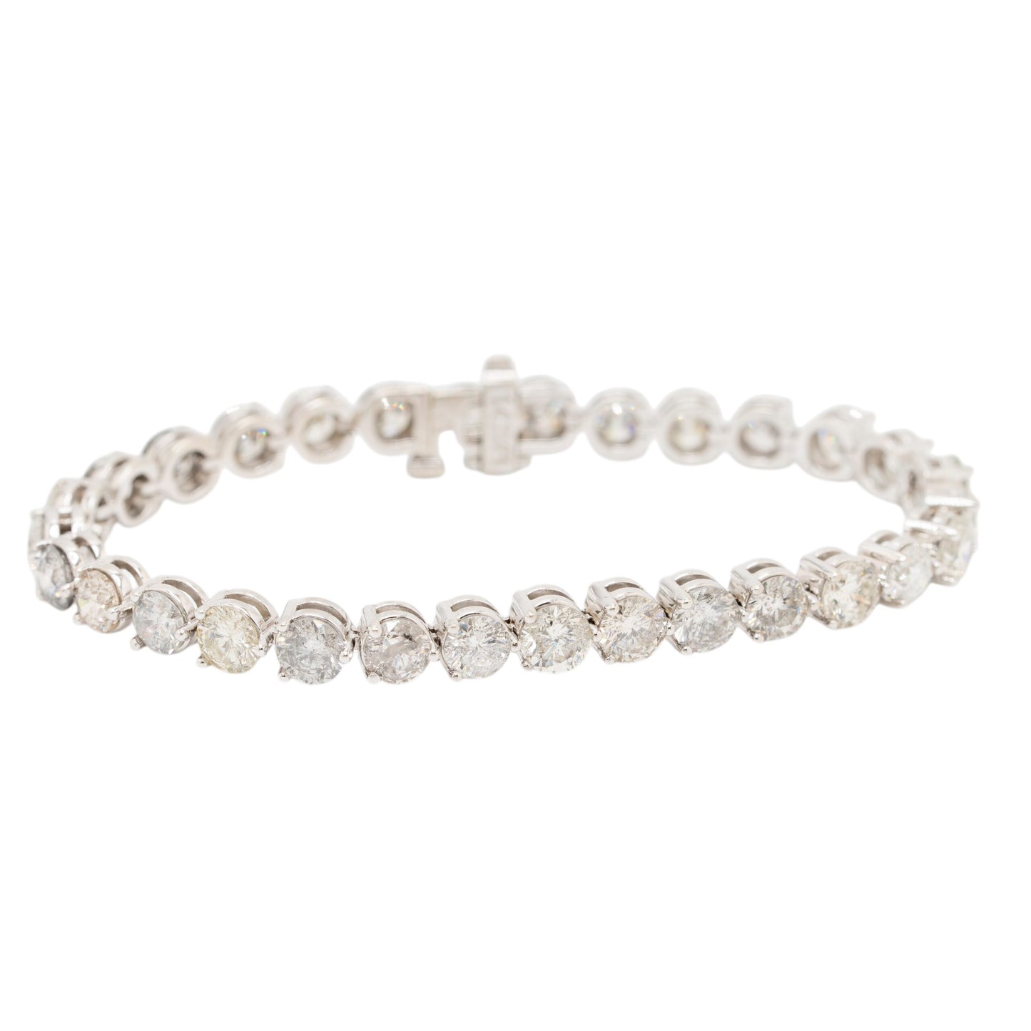 14k White Gold GIA Certified Diamond Tennis Bracelet