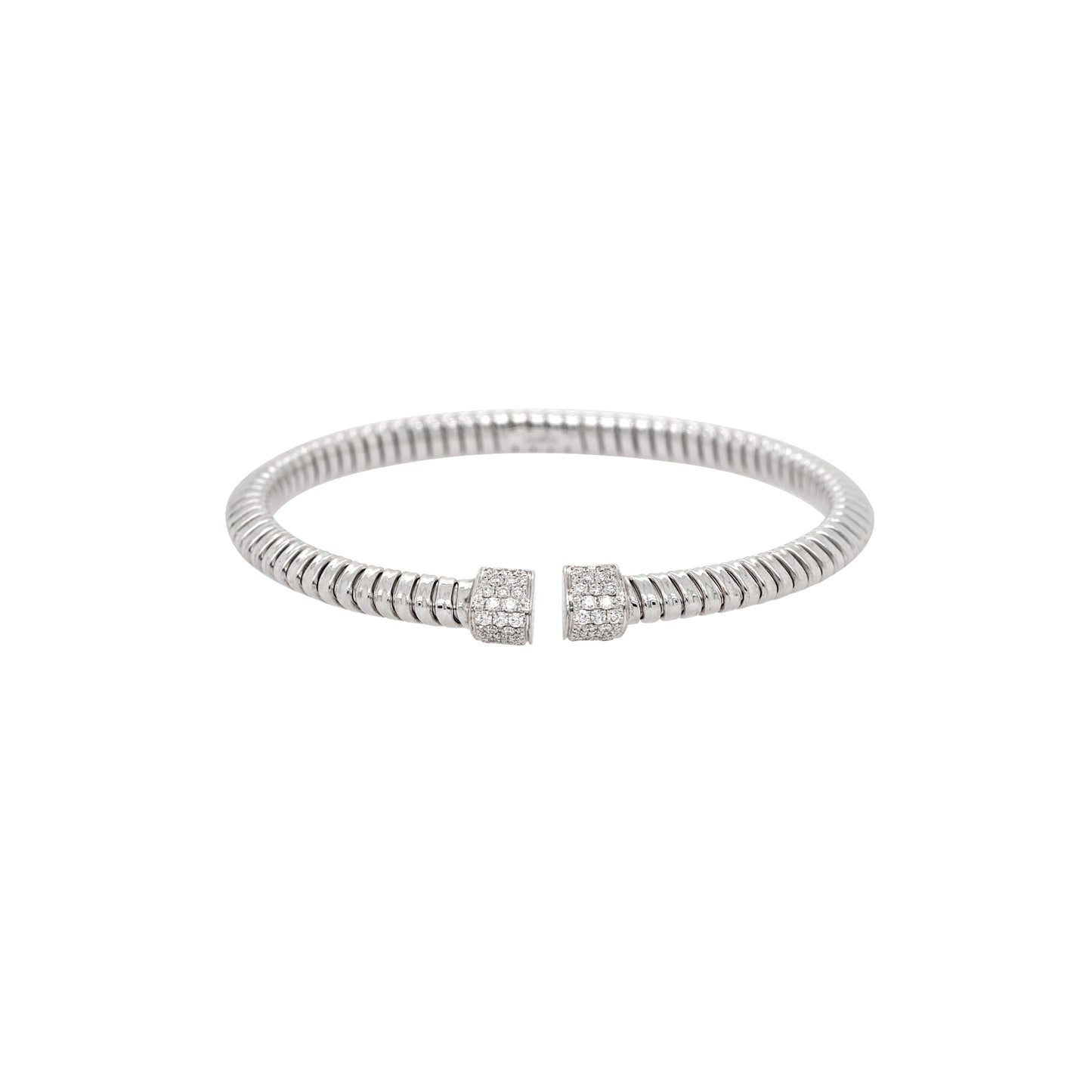 18k White Gold 0.48ctw Natural Round Brilliant Ribbed Diamond Bangle