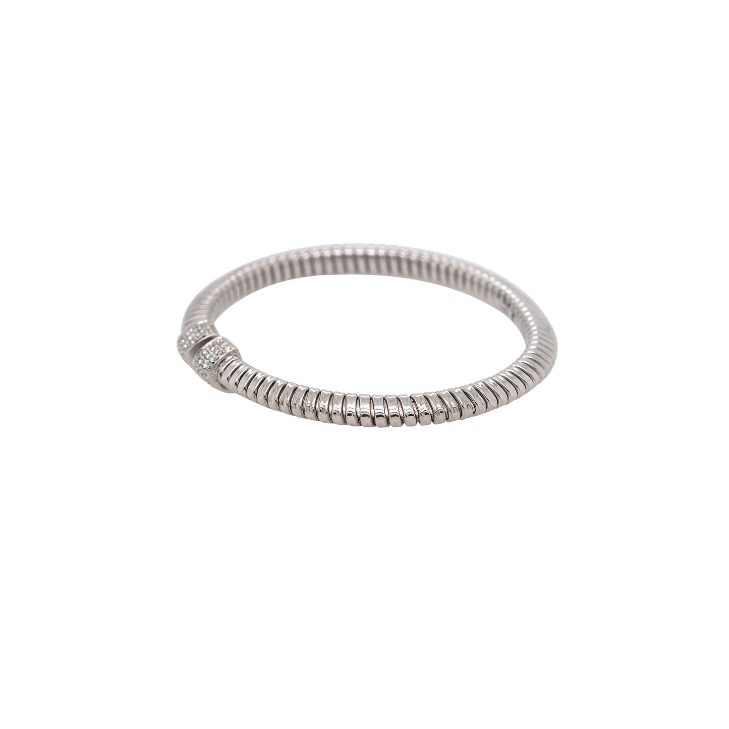 18k White Gold 0.48ctw Natural Round Brilliant Ribbed Diamond Bangle