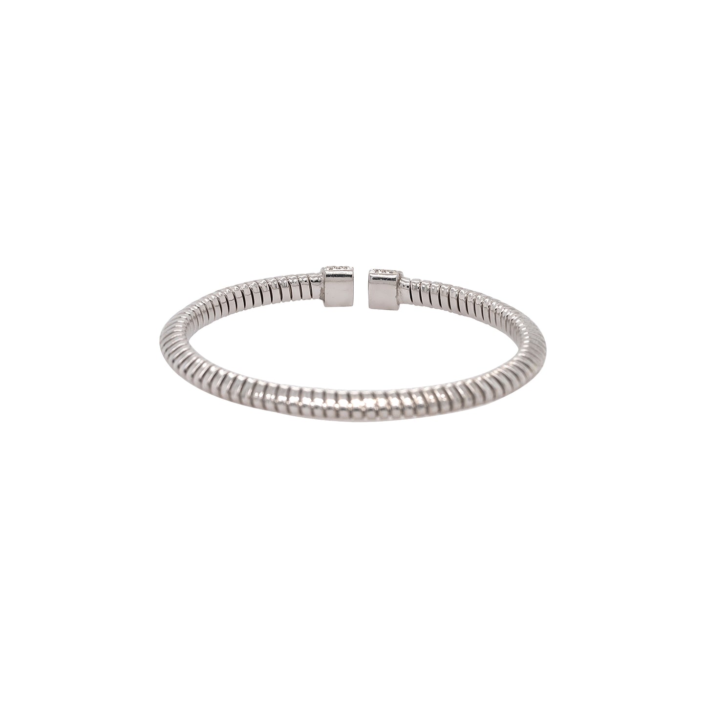 18k White Gold 0.48ctw Natural Round Brilliant Ribbed Diamond Bangle
