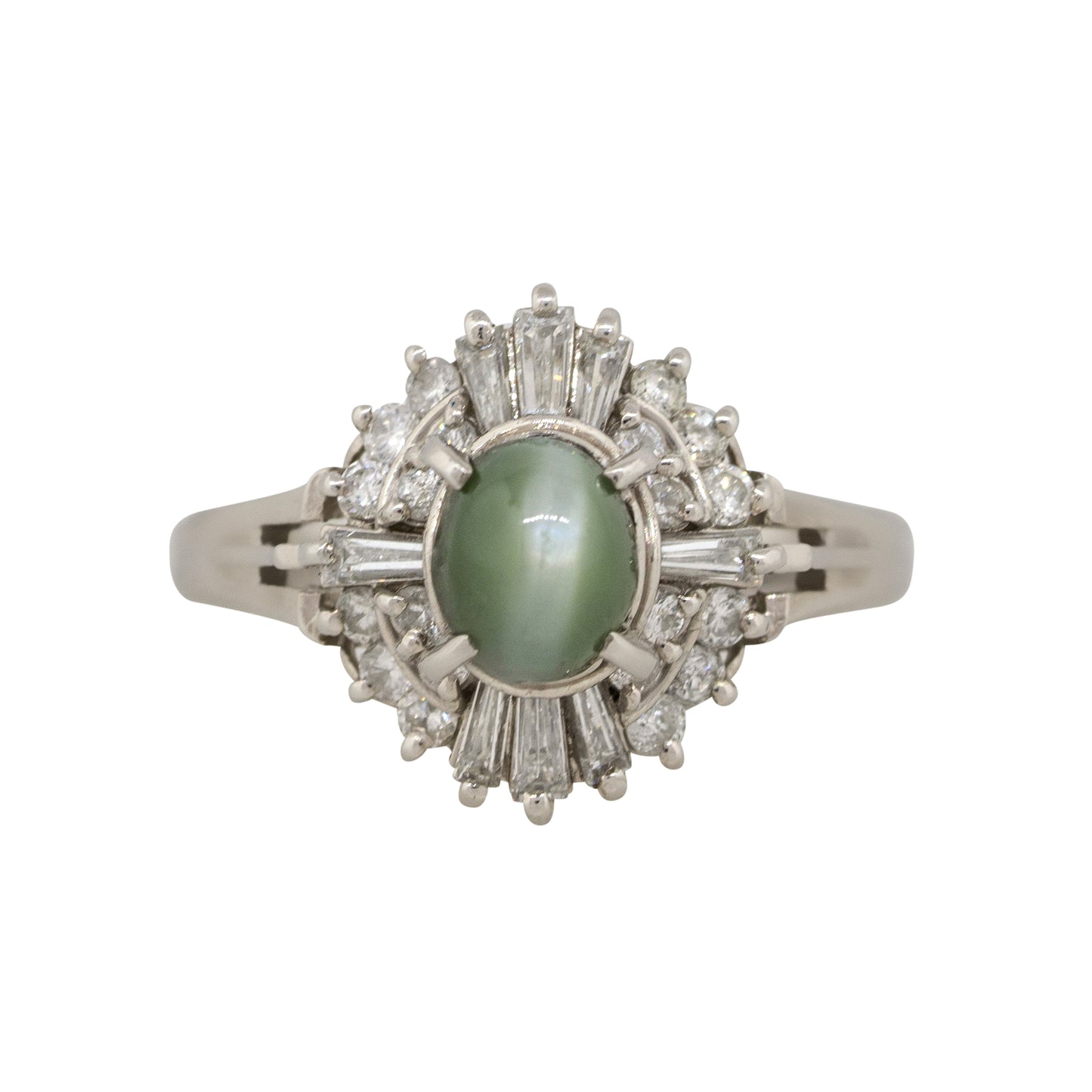 Platinum 1.35ct Cats Eye And Diamond Cocktail Ring