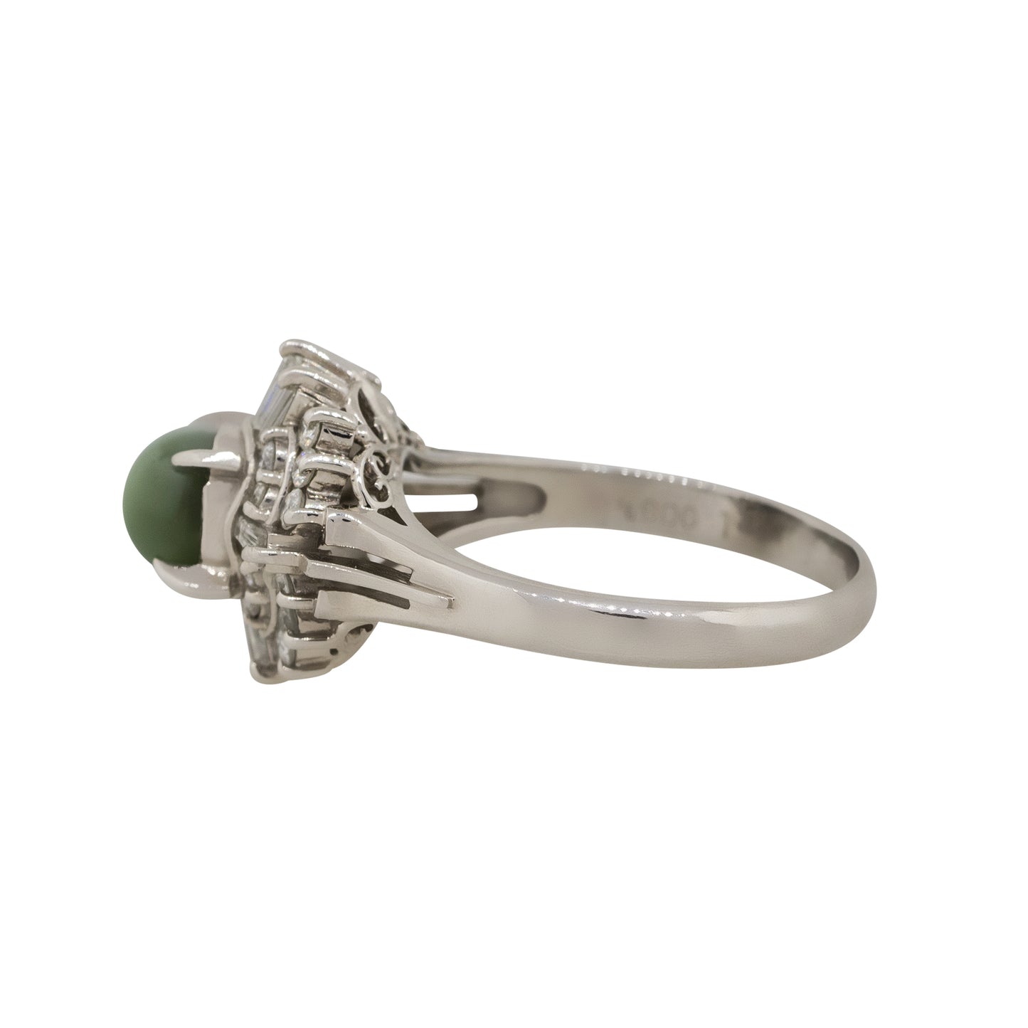 Platinum 1.35ct Cats Eye And Diamond Cocktail Ring