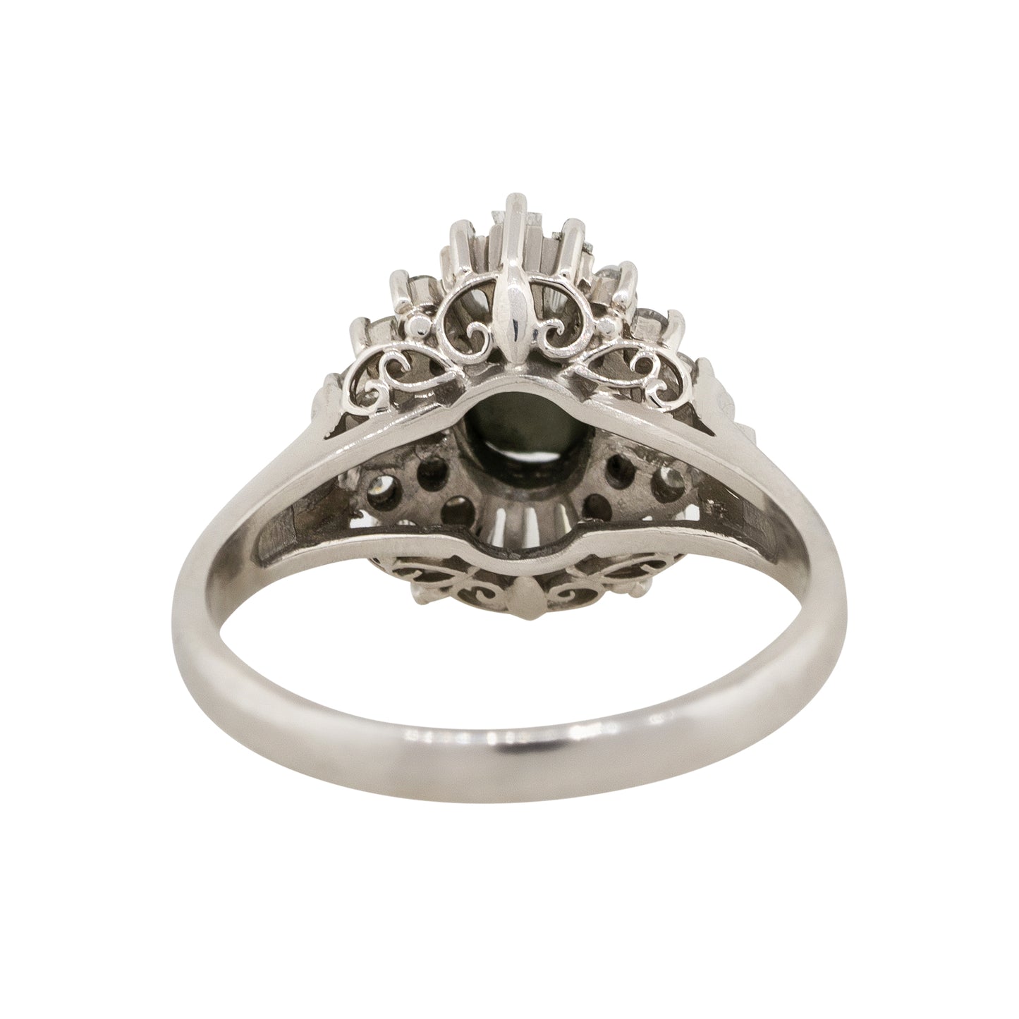 Platinum 1.35ct Cats Eye And Diamond Cocktail Ring