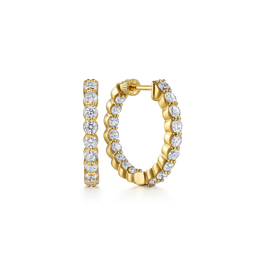 14K Yellow Gold 20mm Round Inside Out Diamond Hoop Earrings — Gabriel & Co. EG10863Y45JJ