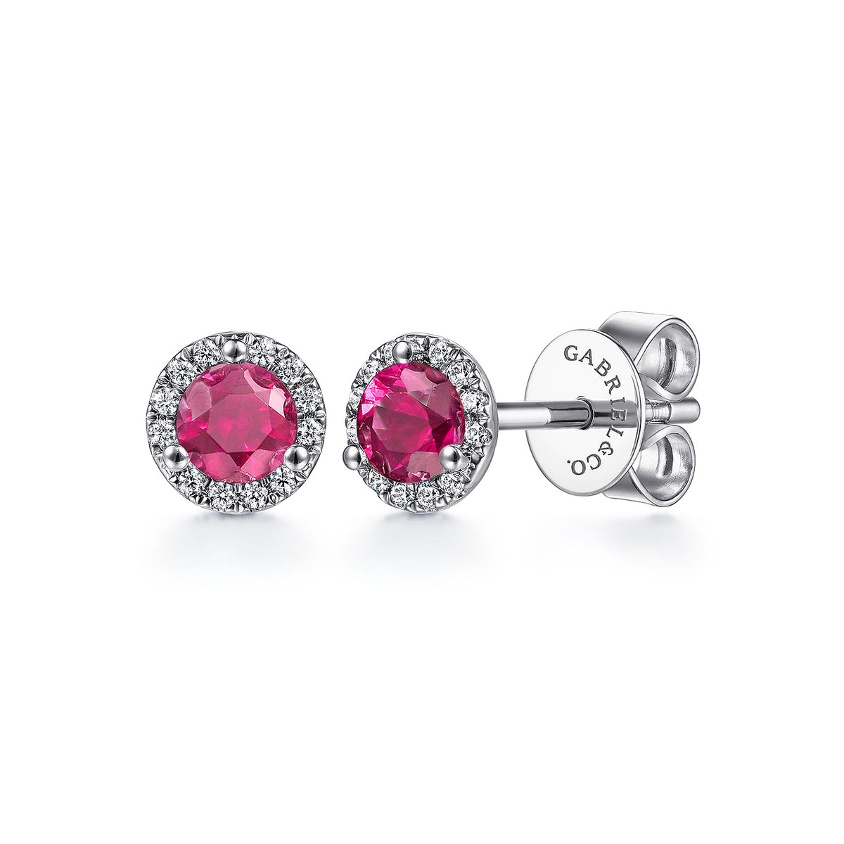 14K White Gold Diamond and Ruby Stud Earrings — Gabriel & Co. EG12372W45RA
