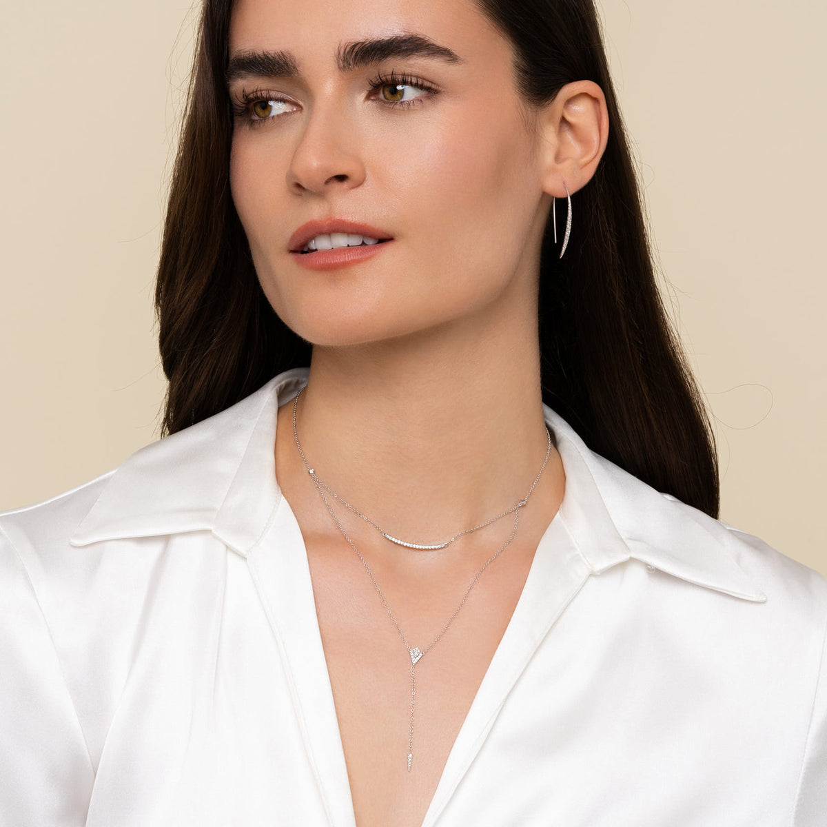 14K White Gold Tapered Diamond Fish Wire Drop Earrings — Gabriel & Co. EG12629W45JJ