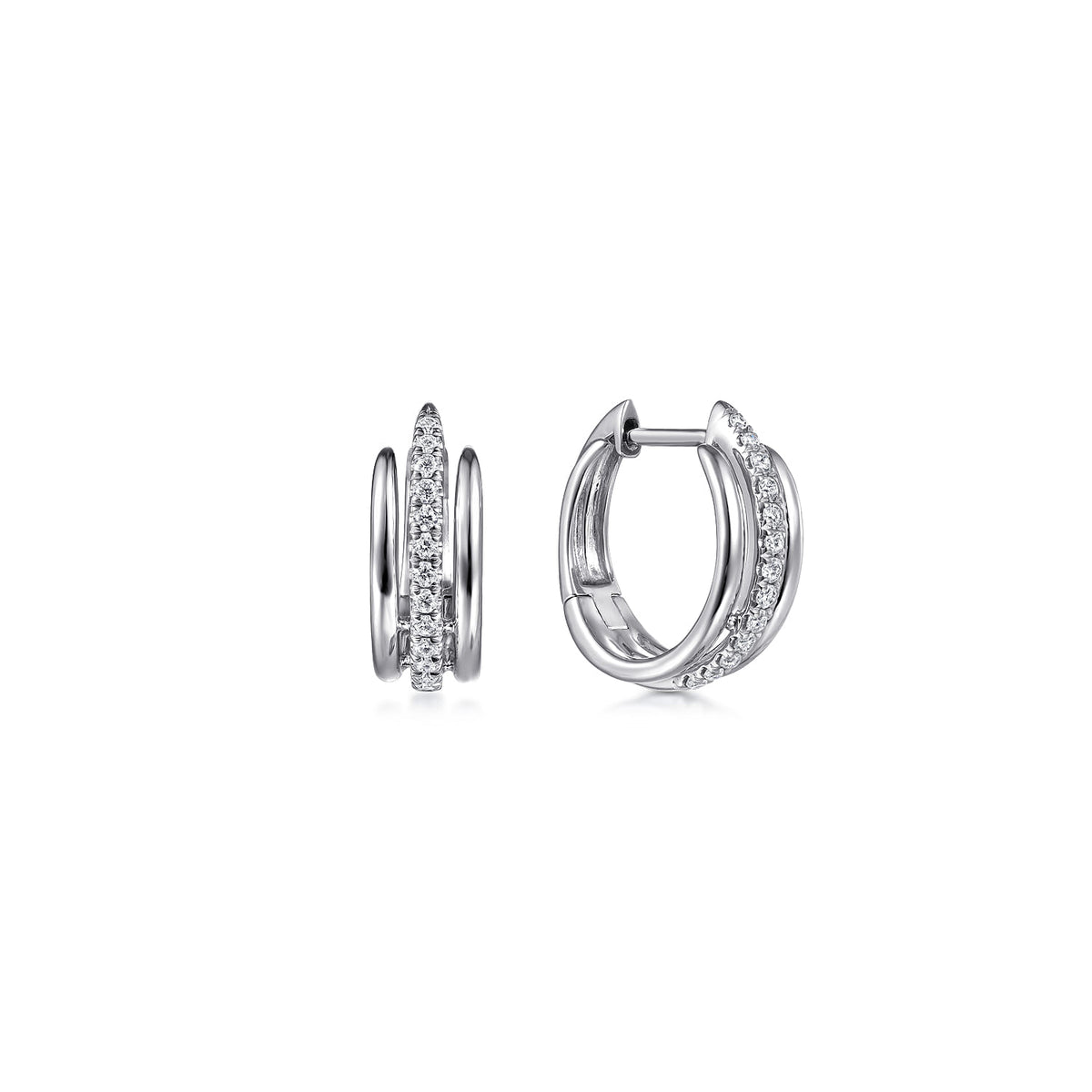 14K White Gold Layered 10mm Diamond Huggies — Gabriel & Co. EG13635W45JJ