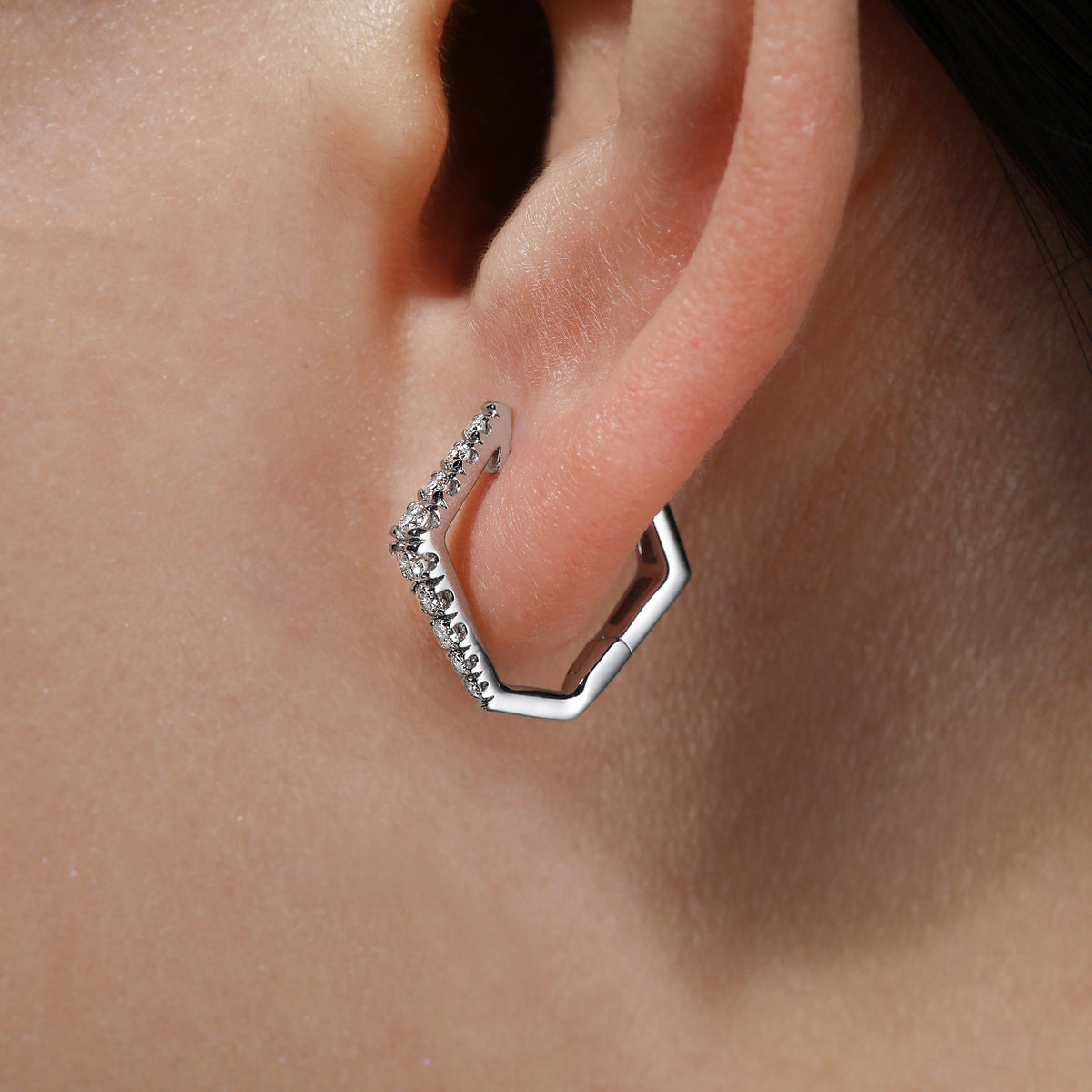 14K White Gold 15mm Diamond Huggies — Gabriel & Co. EG13658W45JJ