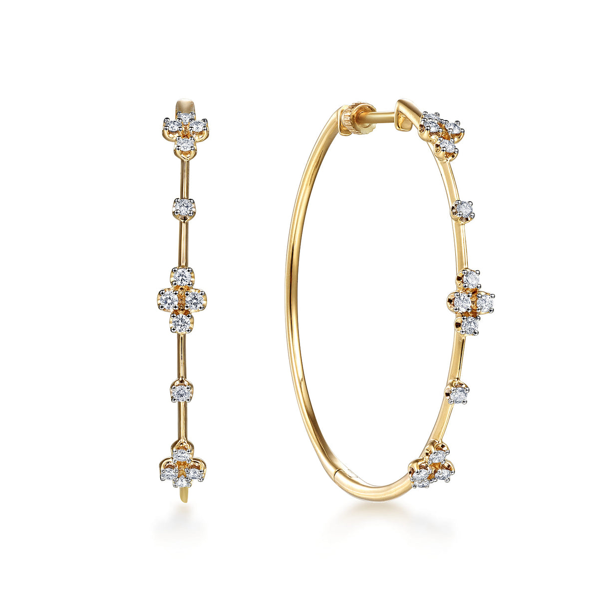 14K Yellow Gold Diamond Classic Hoop Earrings, 40mm — Gabriel & Co. EG13673Y45JJ