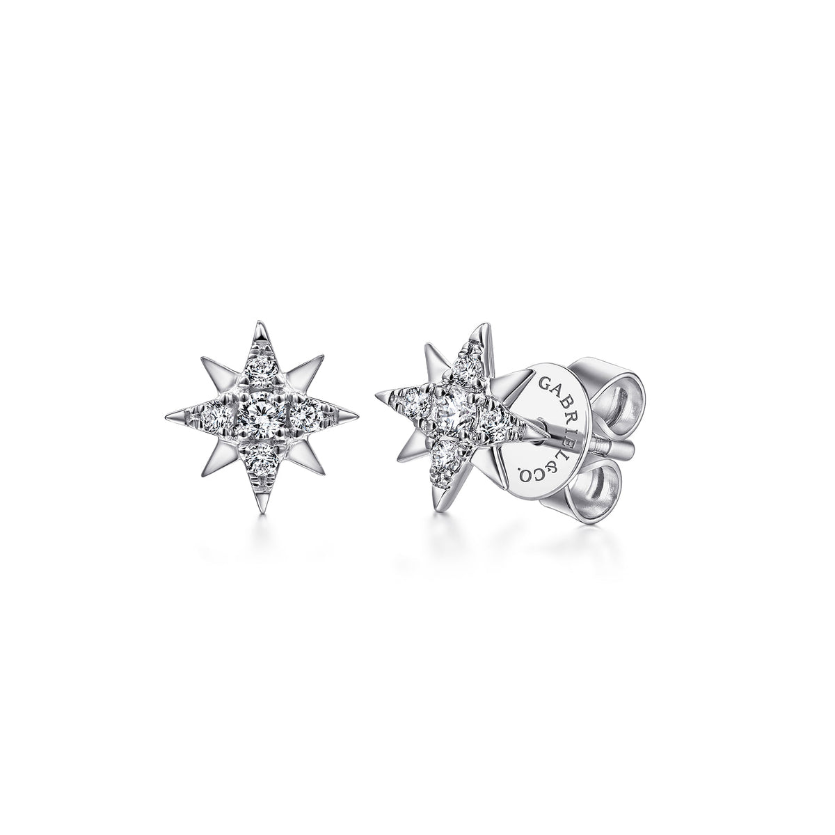 14K White Gold Diamond Star Stud Earrings — Gabriel & Co. EG13749W45JJ
