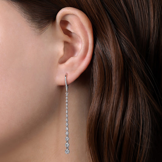 14K White Gold Long Graduating Diamond Bar Earrings — Gabriel & Co. EG13831W45JJ