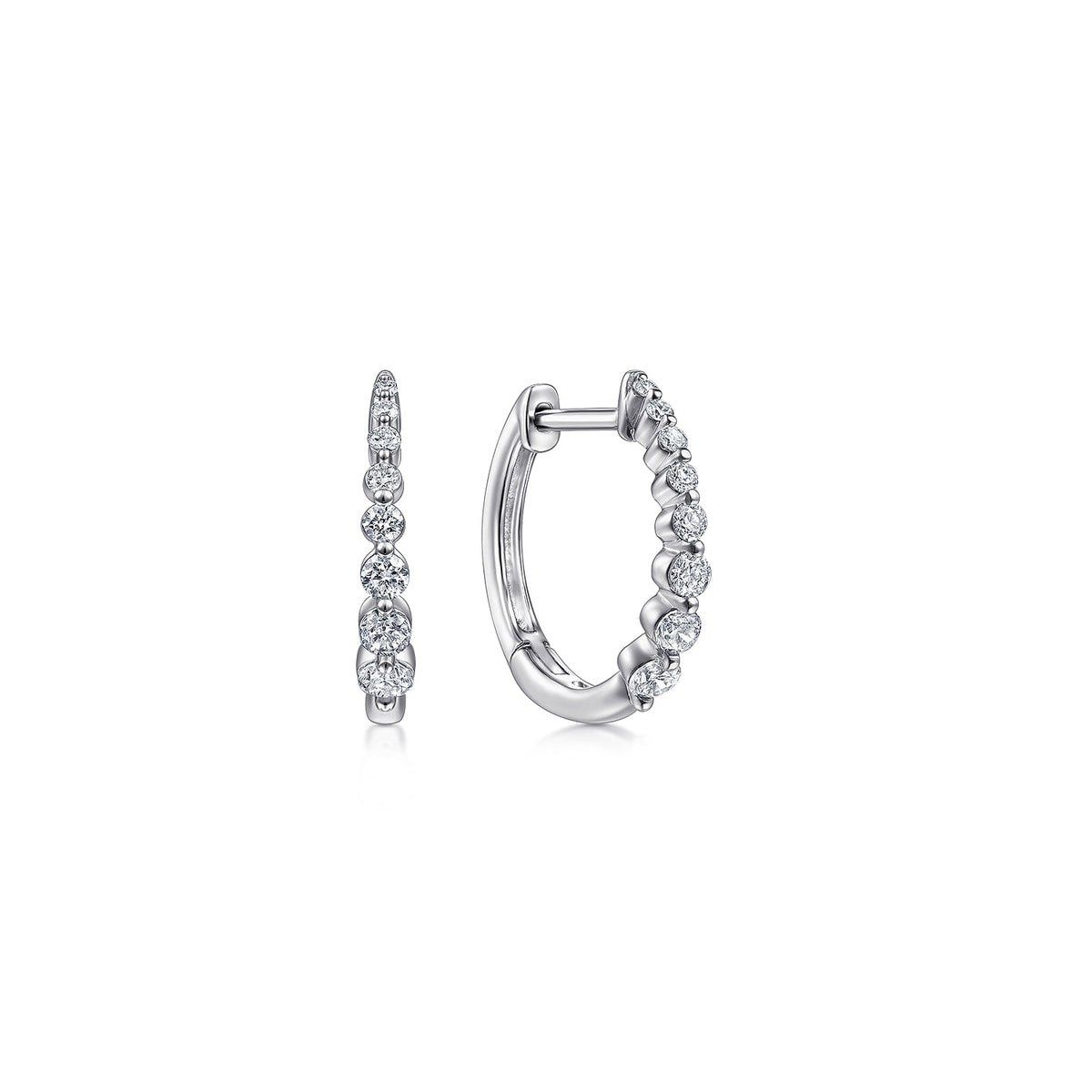 Huggie Earrings 14K White Gold Diamond 0.25ct 15mm — Gabriel & Co. EG13835W45JJ