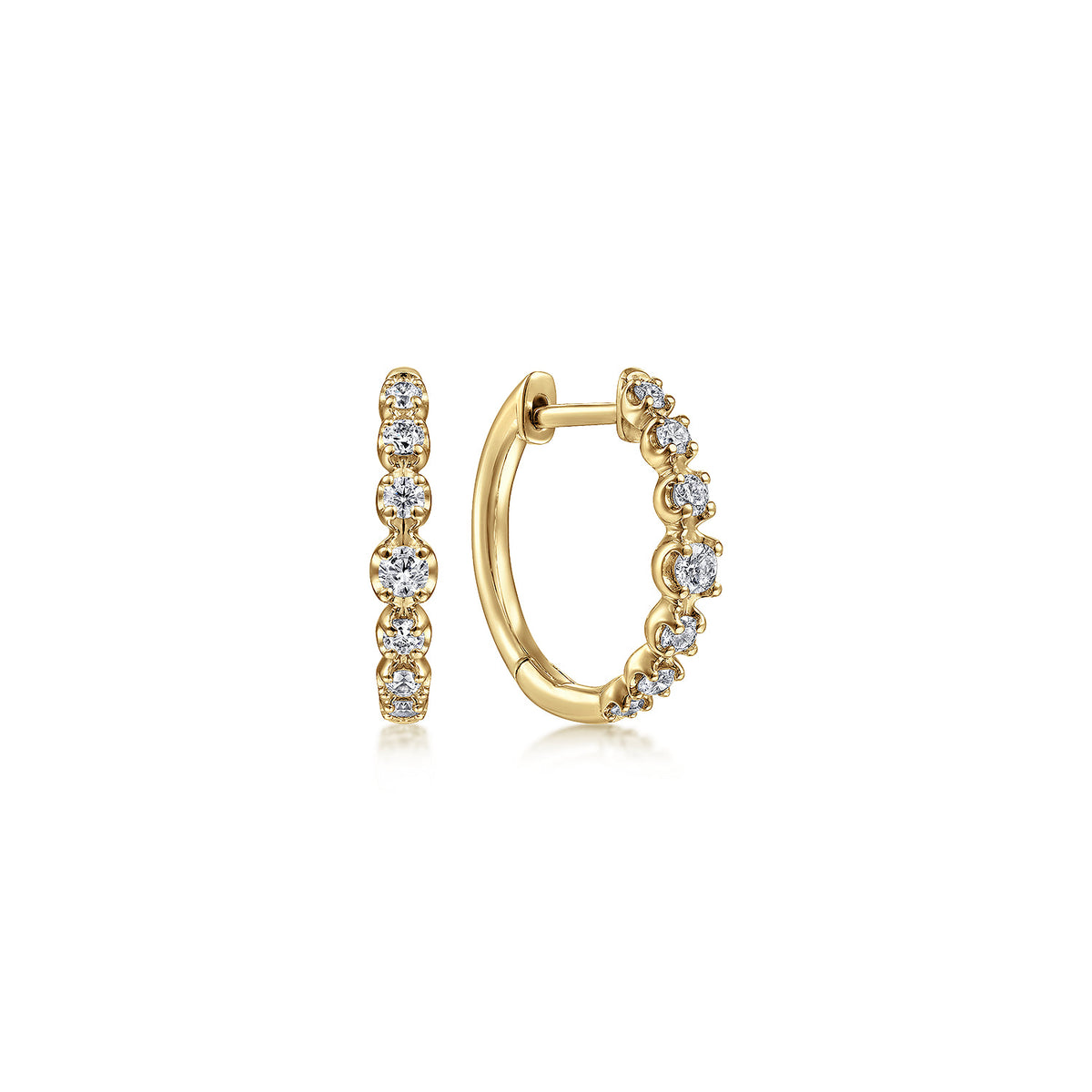 14K Yellow Gold 15mm Round Classic Diamond Huggies — Gabriel & Co. EG13850Y45JJ