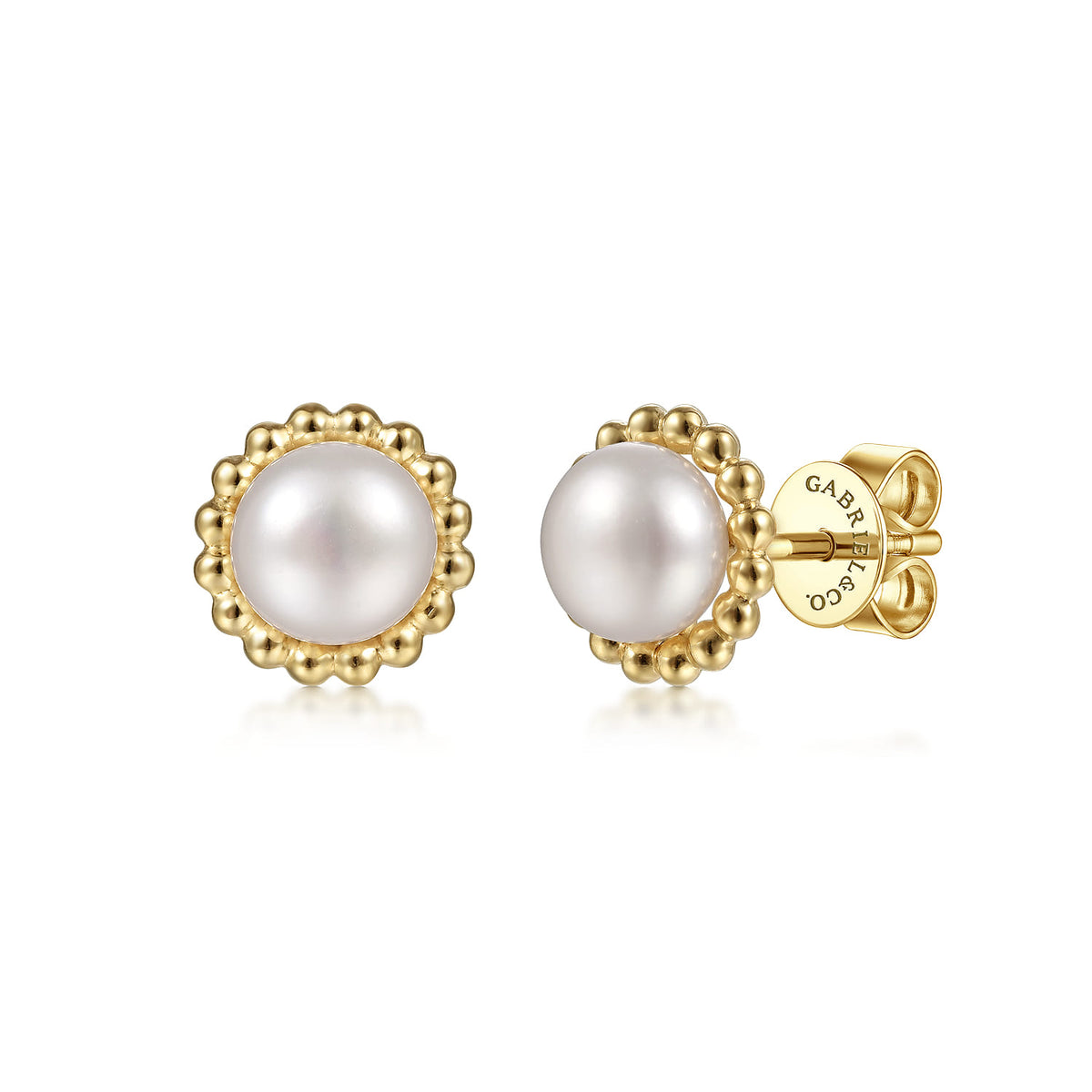 14K Yellow Gold Pearl Stud Earrings-Bujukan — Gabriel & Co. EG14019Y4JPL