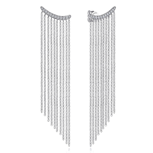 14K White Gold Diamond and Tassel Stud Earrings — Gabriel & Co. EG14057W45JJ